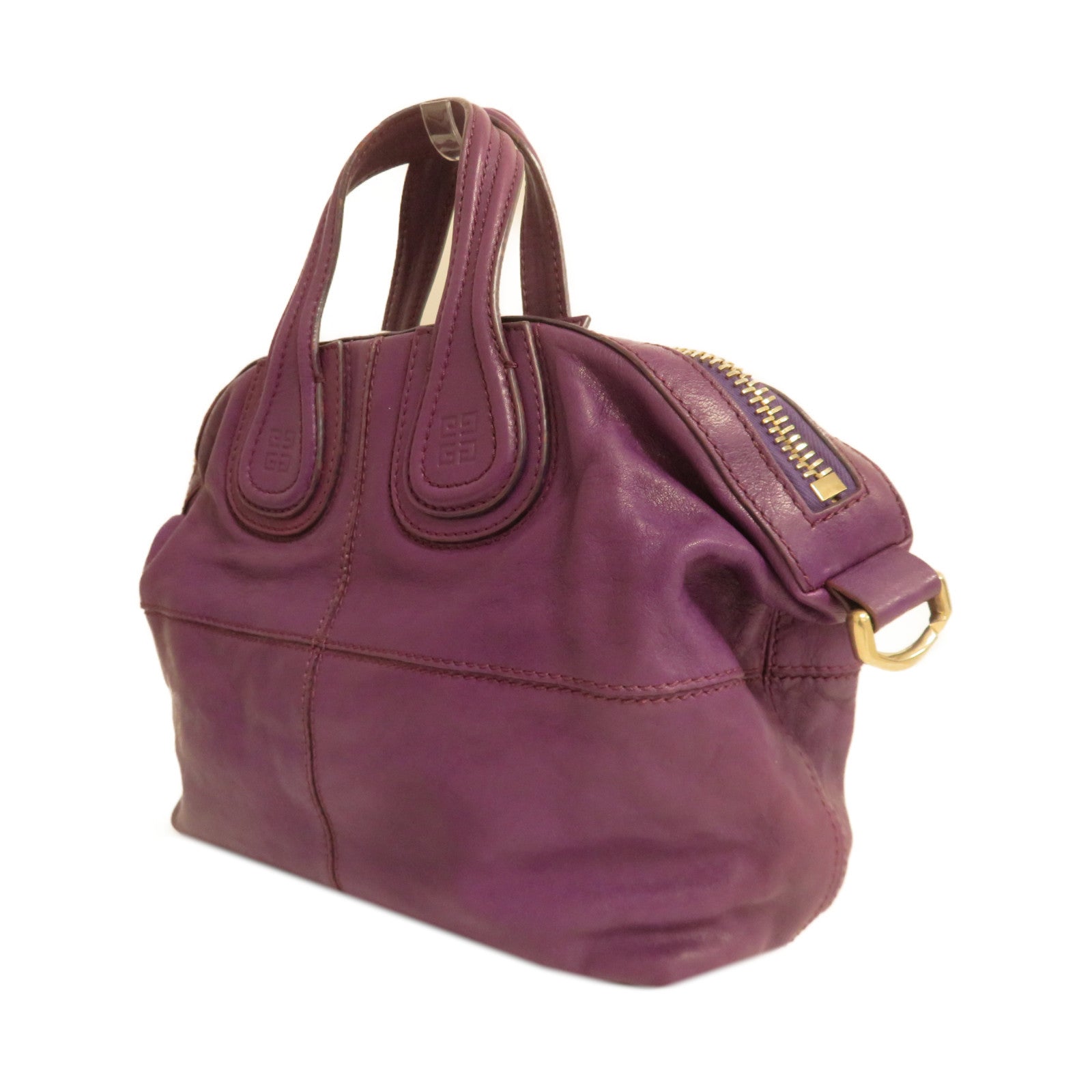 GIVENCHY 【激減優惠】牛皮皮革2Way Shoulder Bag金扣手挽肩背兩用袋紫色
