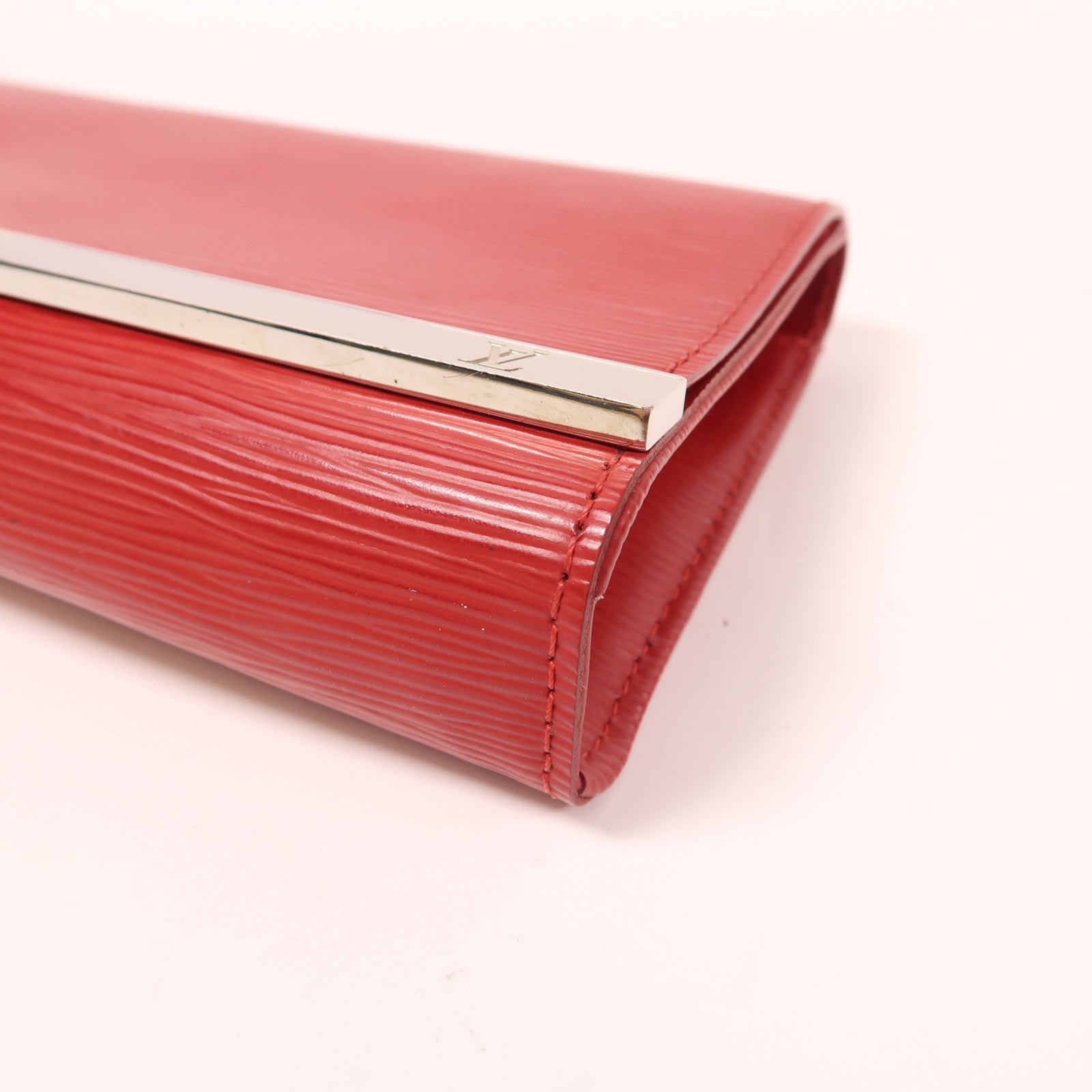 LOUIS VUITTON Epi Sevigne Clutch銀扣肩背袋紅色
