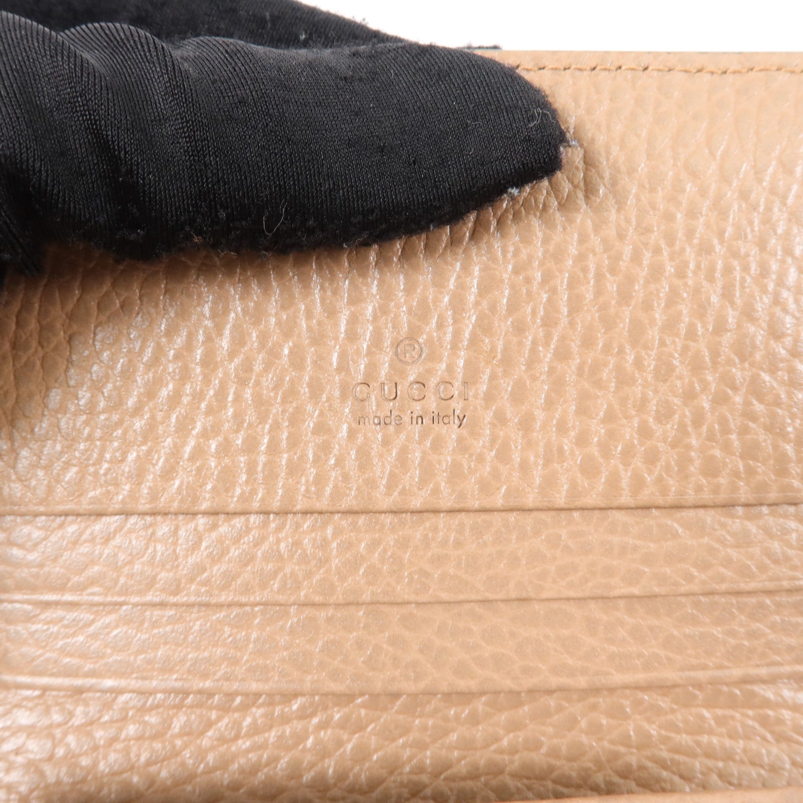 GUCCI 塗層帆布/牛皮皮革GG Marmont Card Case Wallet金扣錢包