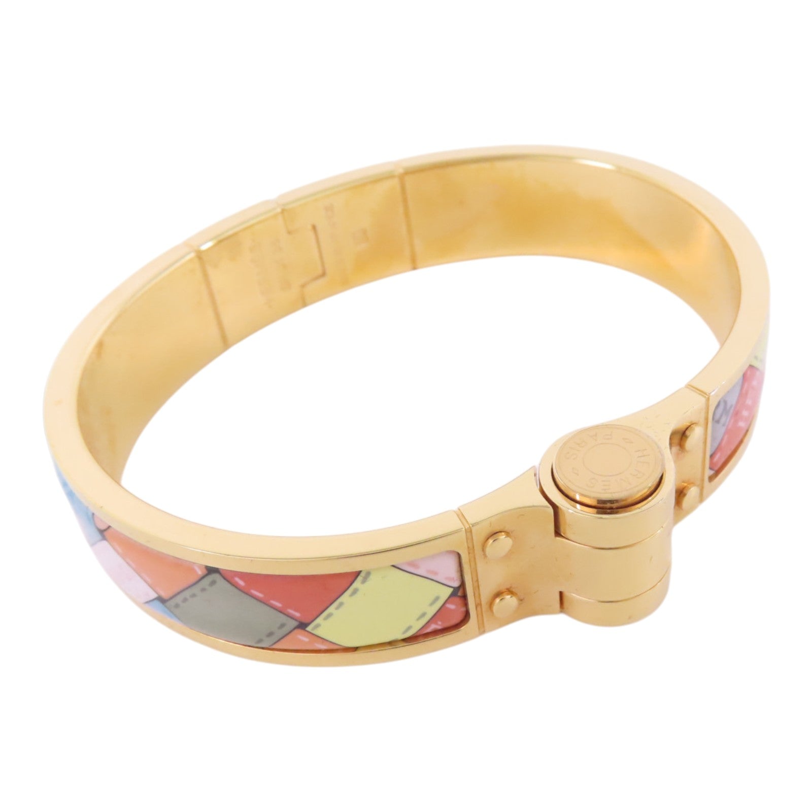 HERMES 金屬/琺瑯Hinged Bracelet金扣手鐲