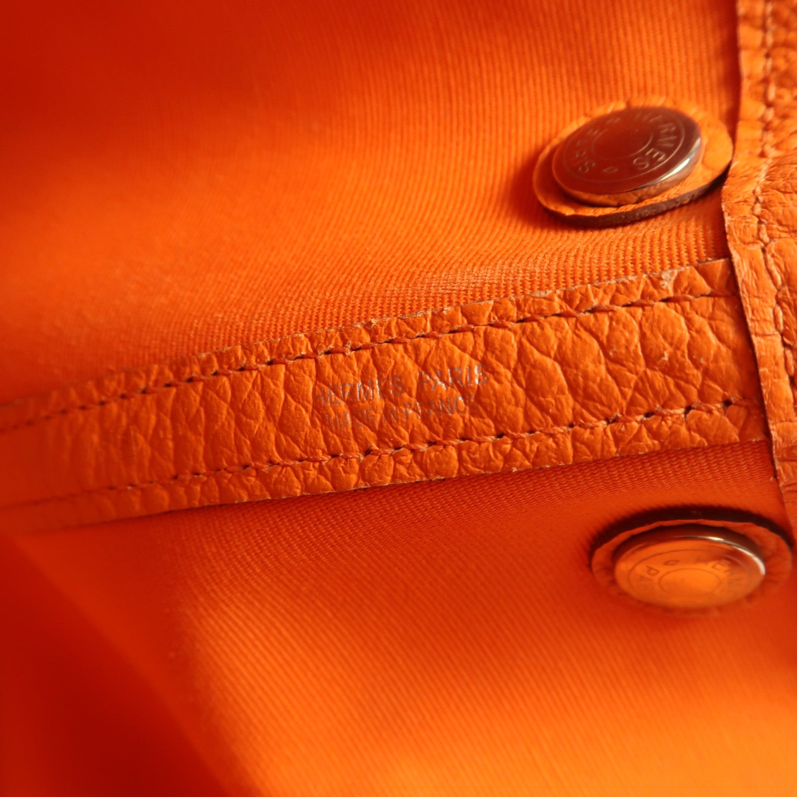 HERMES 帆布Garden Party TPM銀扣手挽袋Orange