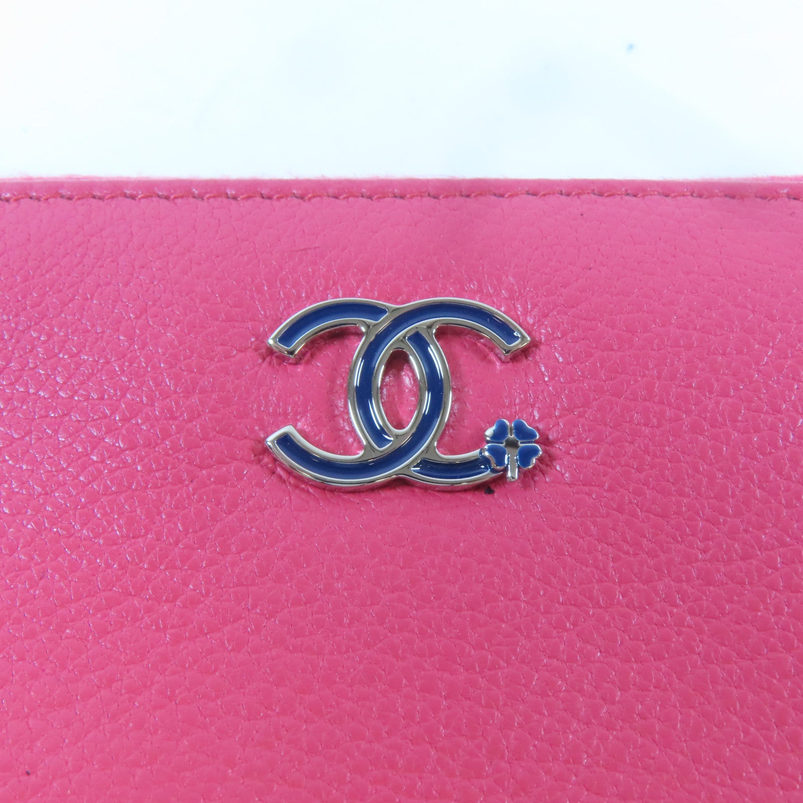 CHANEL 【激減優惠】牛皮皮革Pouch銀扣小袋粉紅色