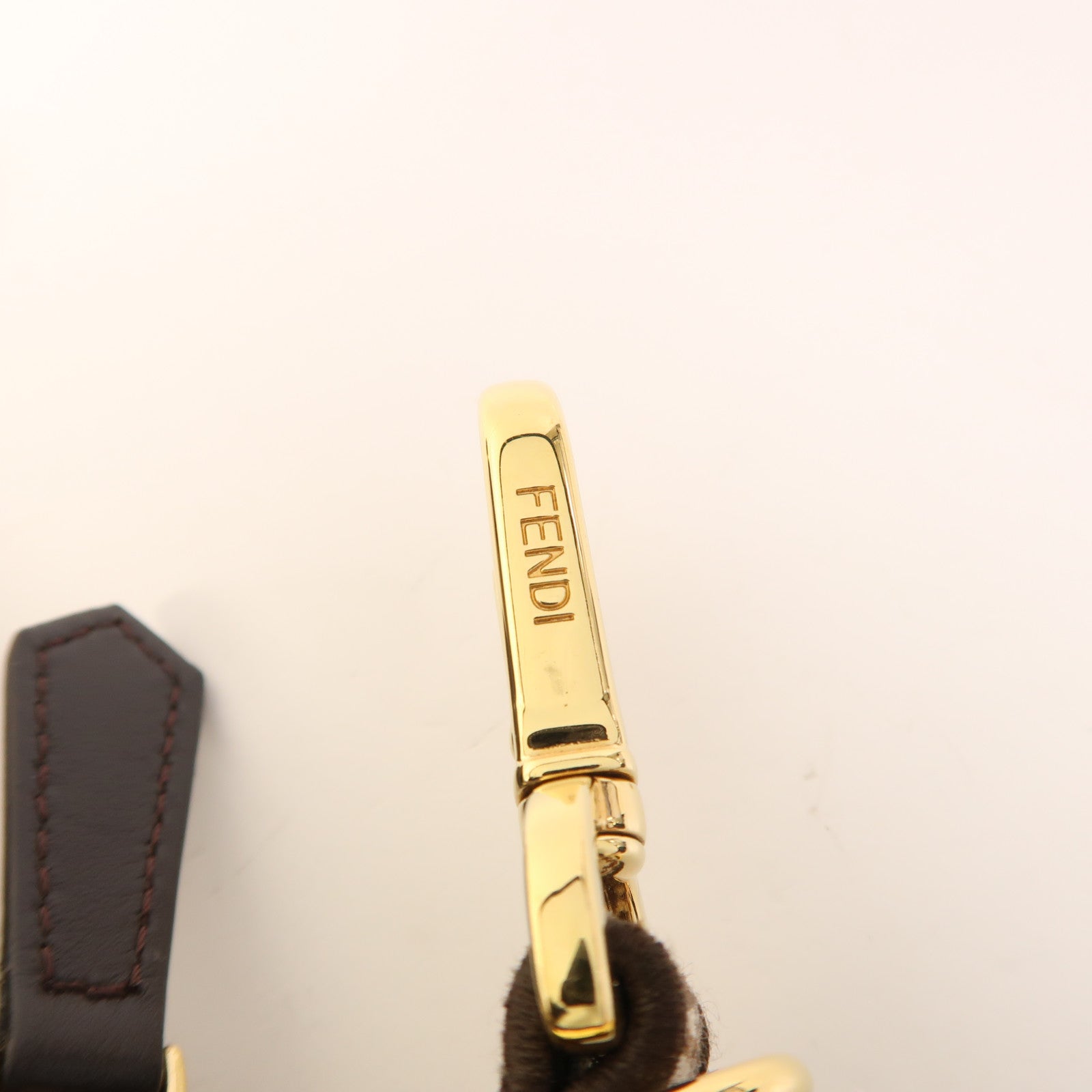 FENDI GHW Nano Fendigraphy Hand Bag Wool Brown