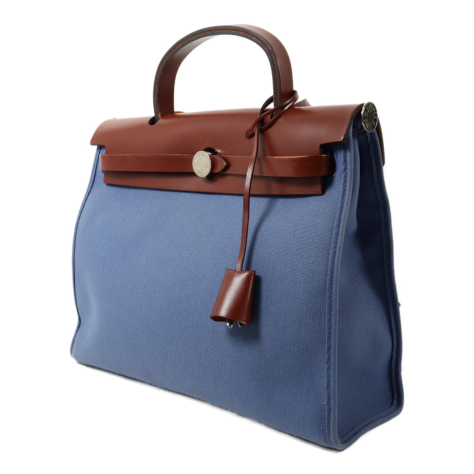 HERMES 帆布Herbag PM手挽肩背兩用袋Bleu Agate