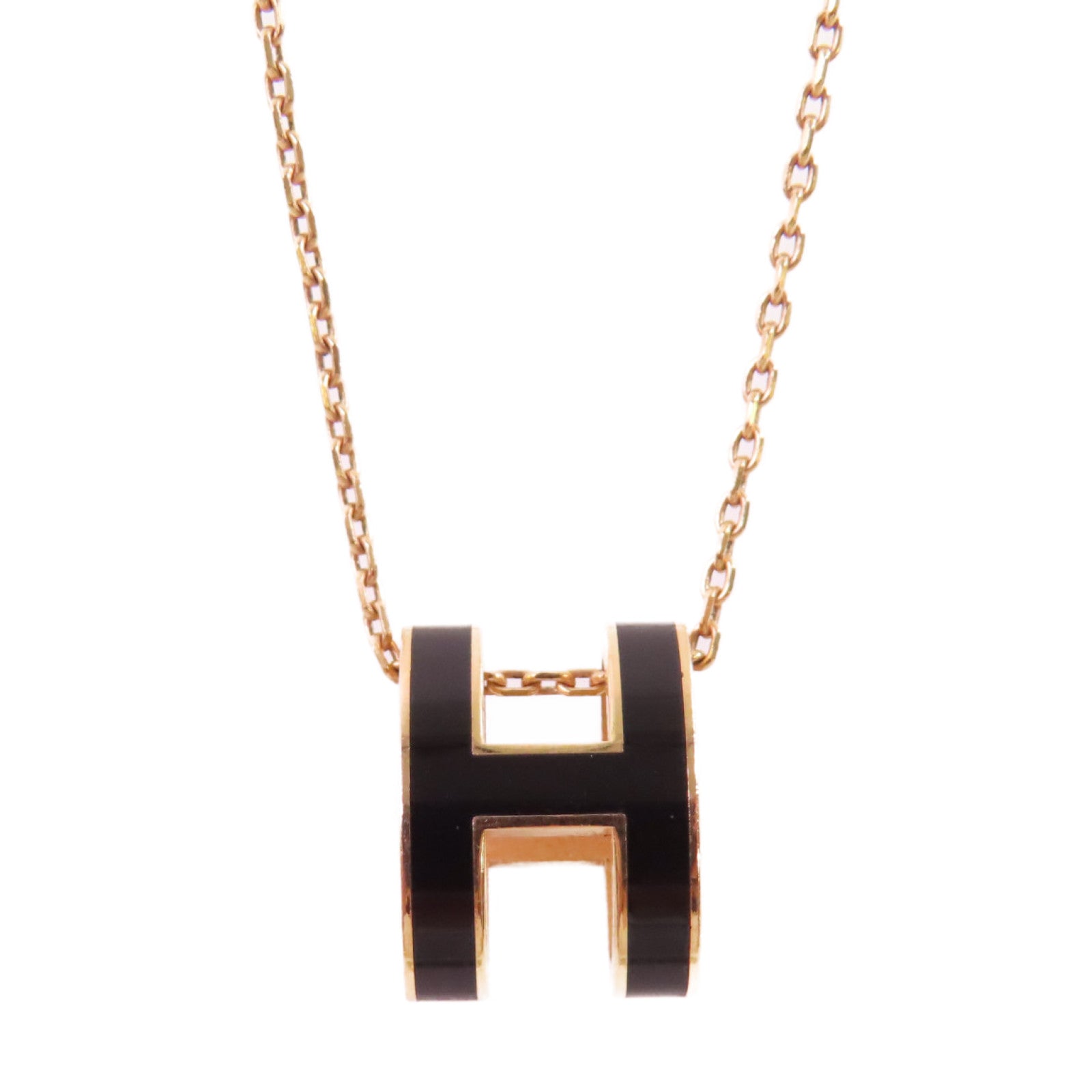 HERMES 金屬/琺瑯Pop H Necklace項鏈黑色