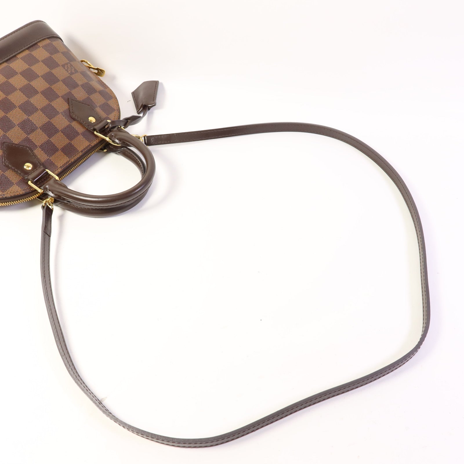 LOUIS VUITTON Damier Alma BB金扣手挽肩背兩用袋棕色