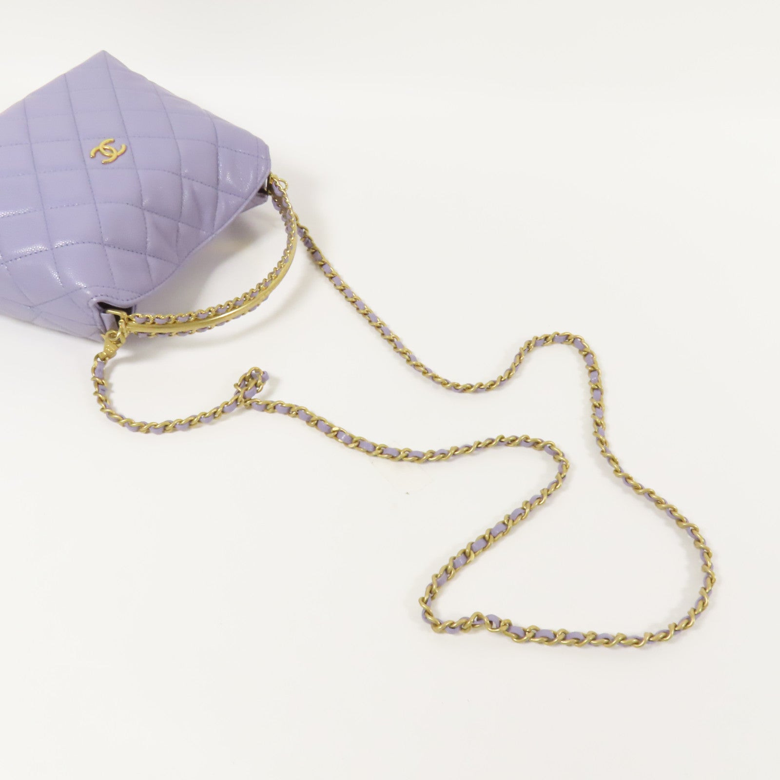 CHANEL 牛皮皮革Chain Shoulder金扣手挽肩背兩用袋