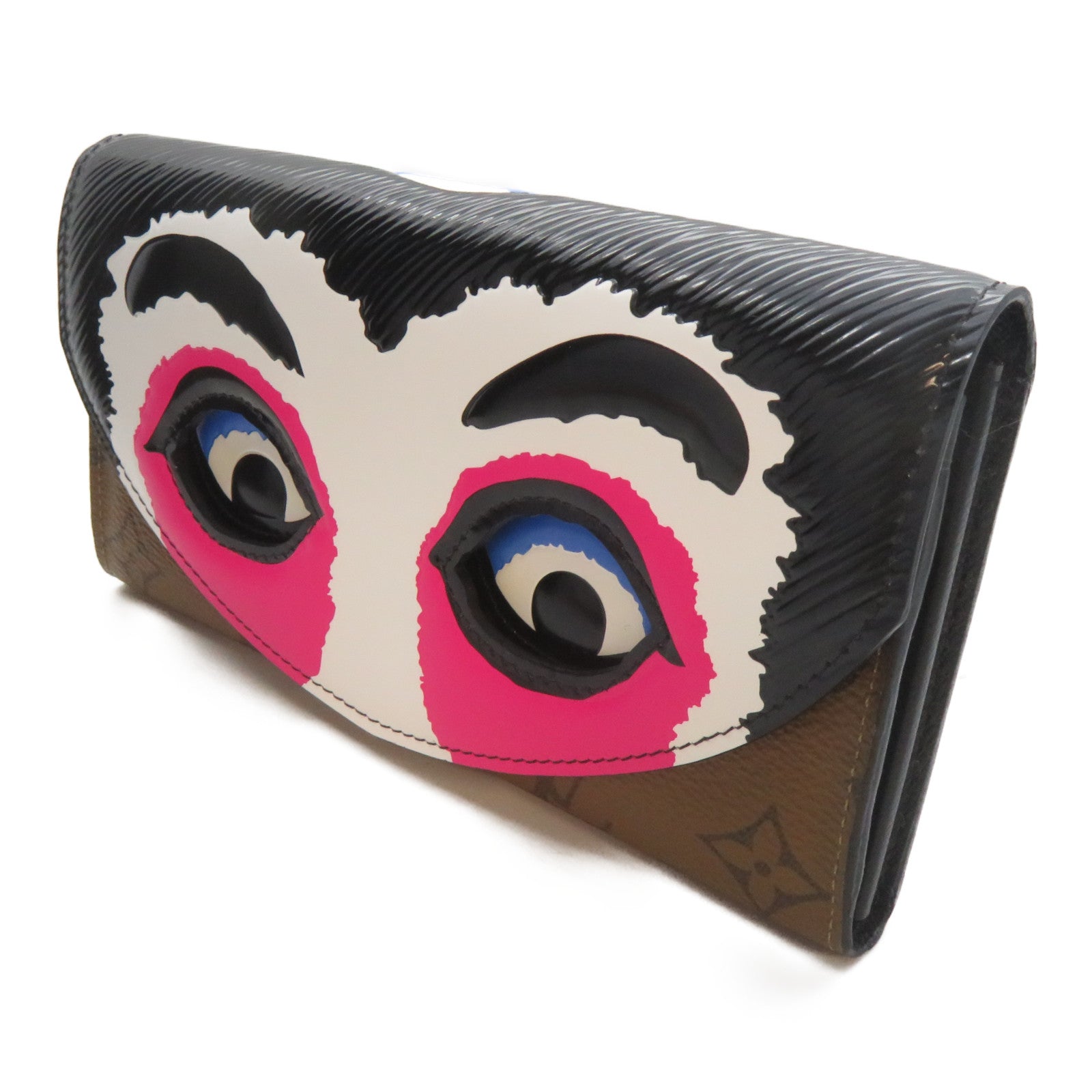 LOUIS VUITTON Monogram Kabuki Mask Sarah Wallet銀扣長錢包啡色彩色