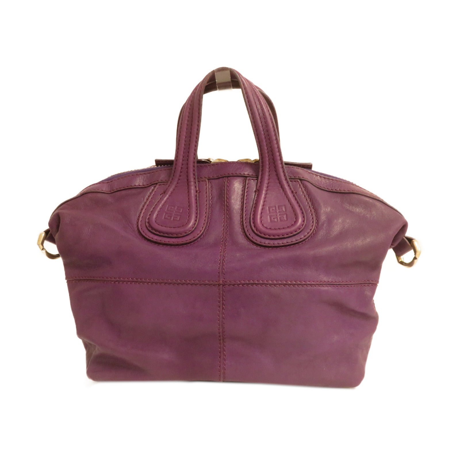 GIVENCHY 【激減優惠】牛皮皮革2Way Shoulder Bag金扣手挽肩背兩用袋紫色