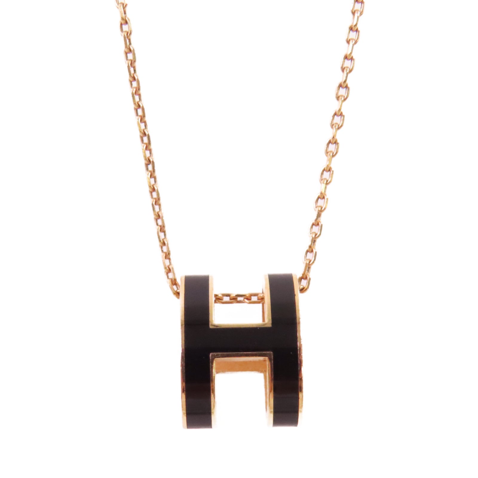 HERMES 金屬/琺瑯Pop H Necklace項鏈黑色