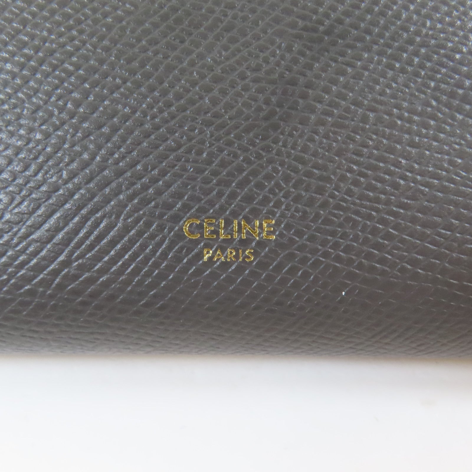 CELINE 牛皮皮革Bifold Wallet金扣錢包灰色