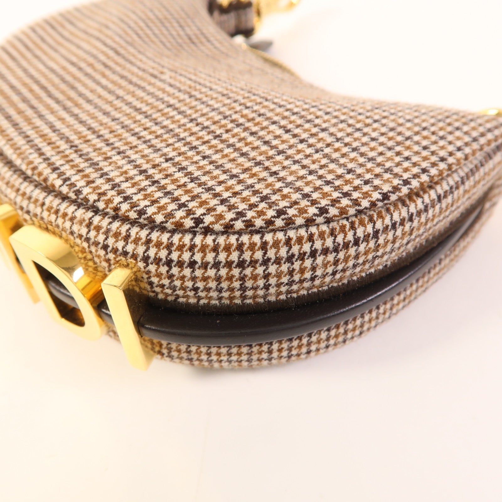 FENDI GHW Nano Fendigraphy Hand Bag Wool Brown