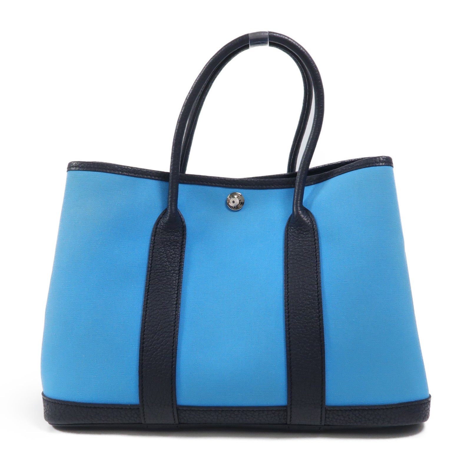 HERMES 帆布Garden Party TPM手挽袋Bleu Riviera/Bleu de Prusse