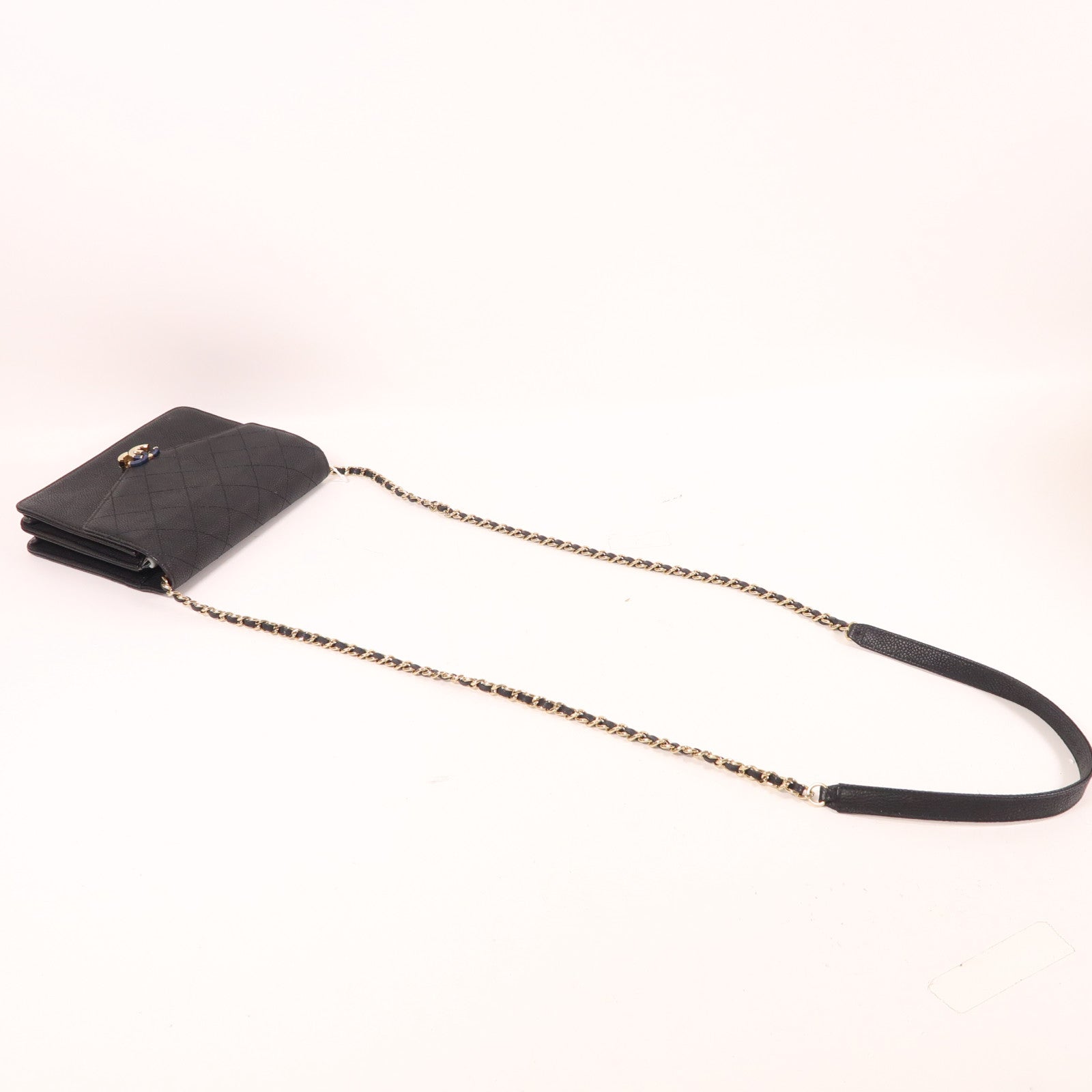 CHANEL 牛皮皮革Chain Shoulder金扣鏈帶肩背袋