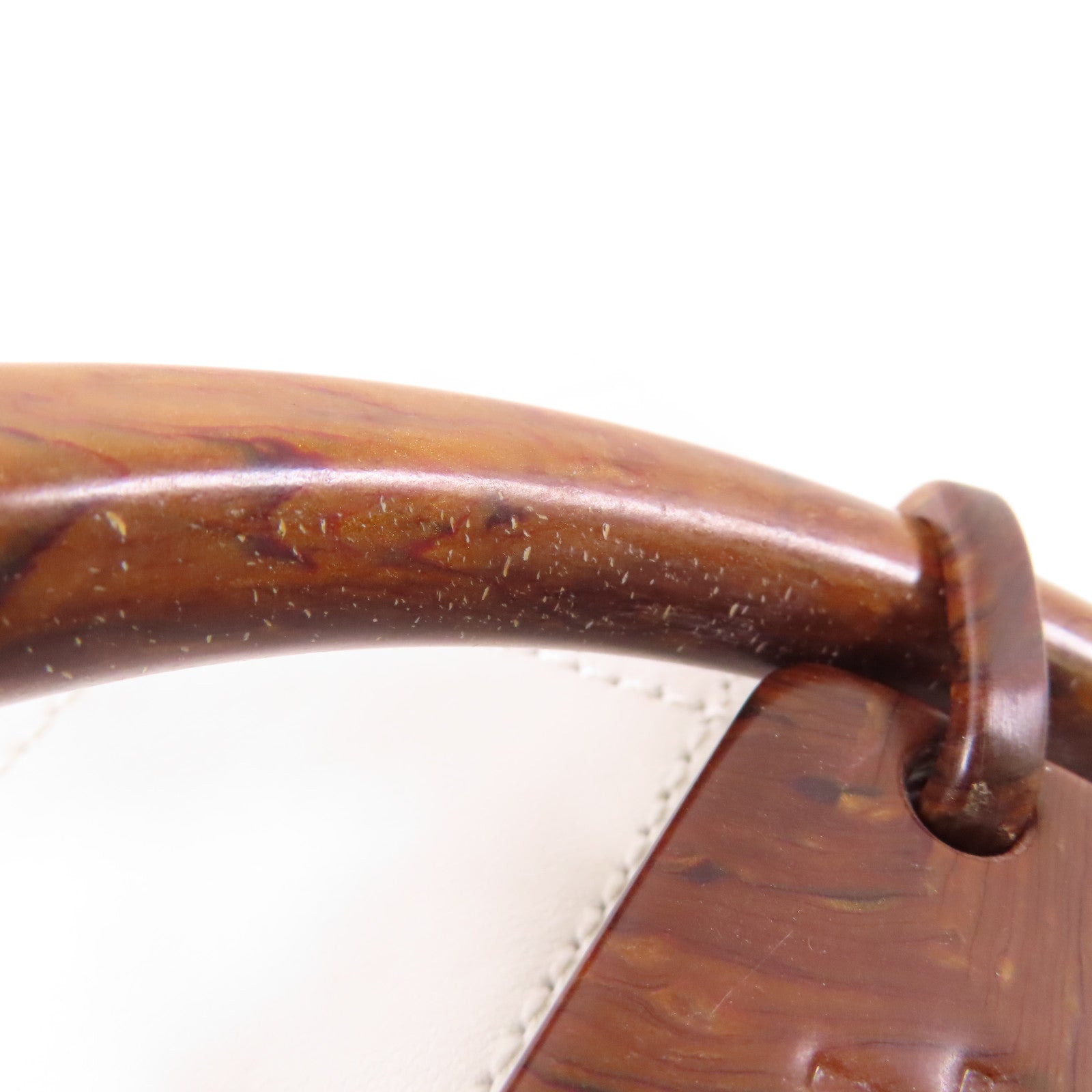 CHANEL CC Hand Bag Lambskin Leather White