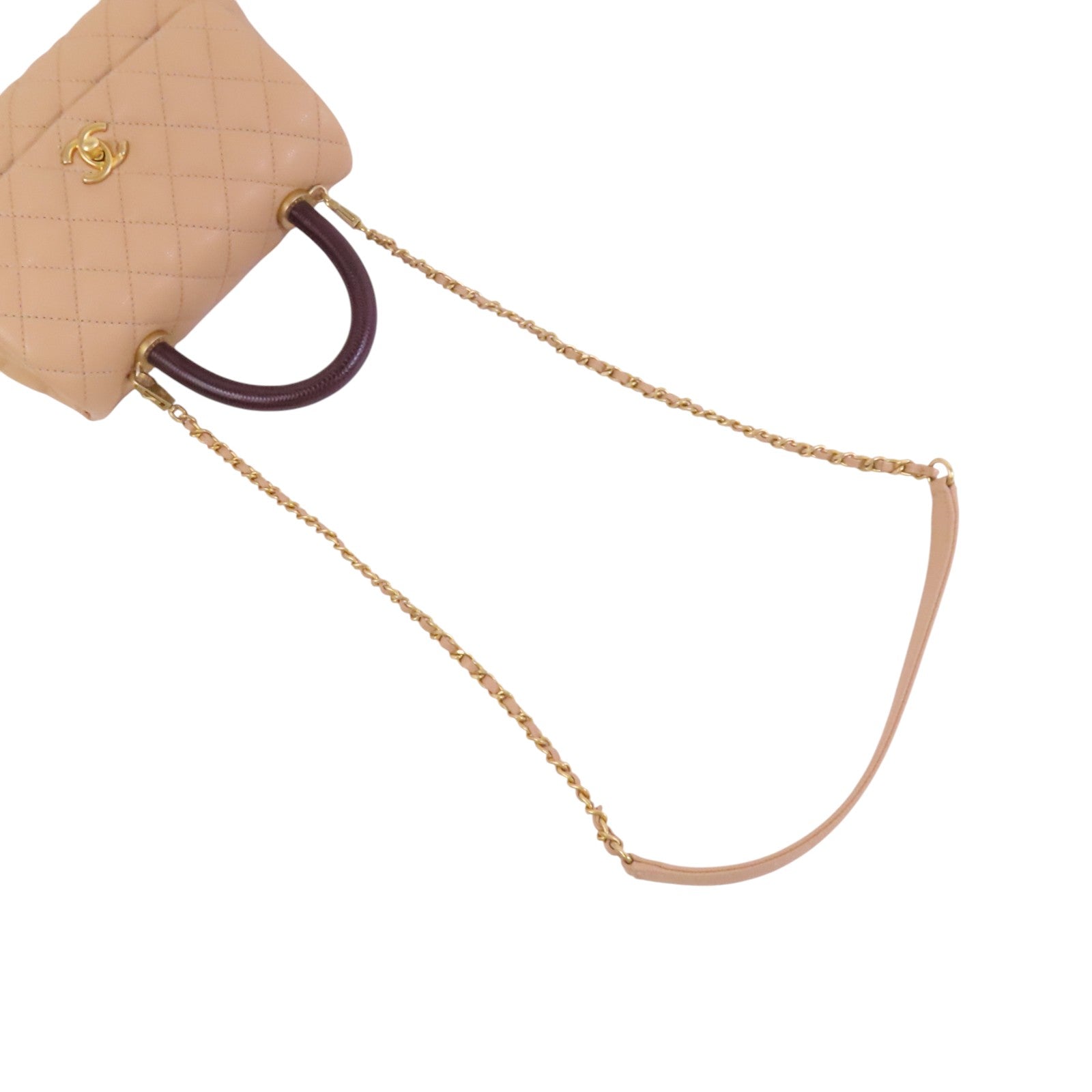 CHANEL 牛皮皮革/蜥蝪皮革Coco Handle金扣手挽肩背兩用袋