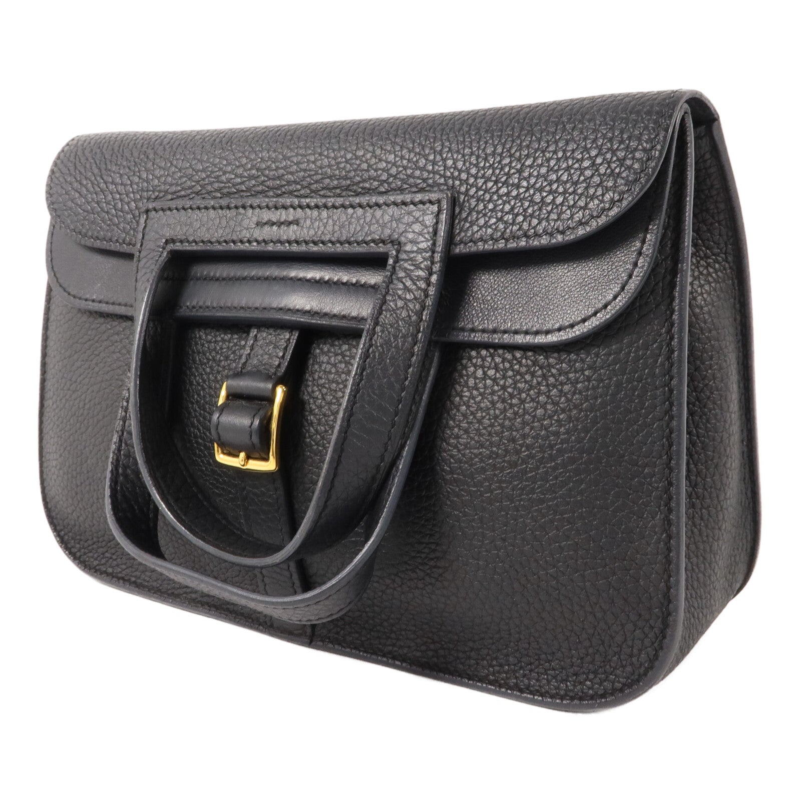 HERMES Clemence皮革Halzan 25手挽肩背兩用袋Noir