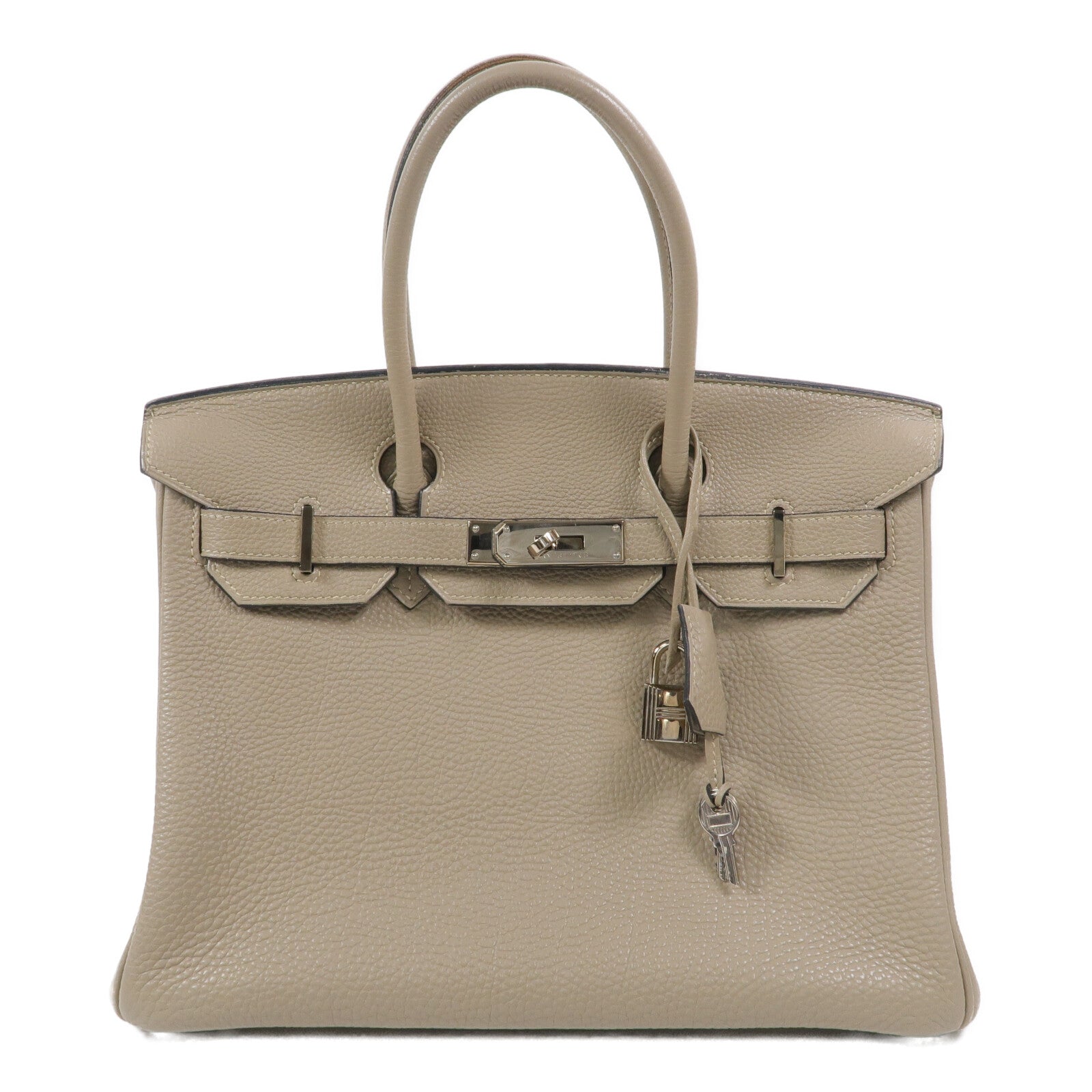 HERMES Clemence皮革Birkin 30手挽袋Gris Tourterelle