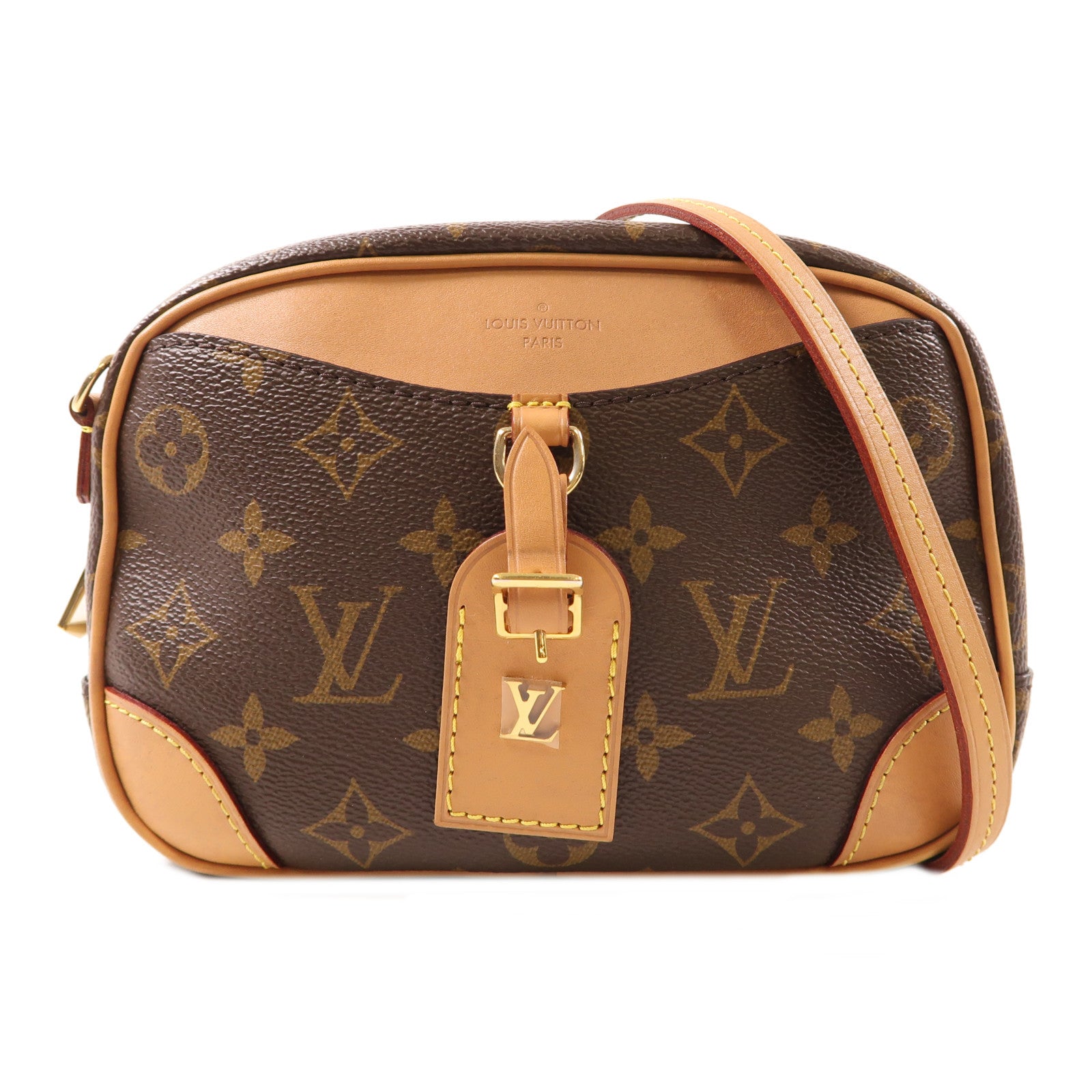 LOUIS VUITTON Monogram Deauville Mini金扣肩背袋棕色