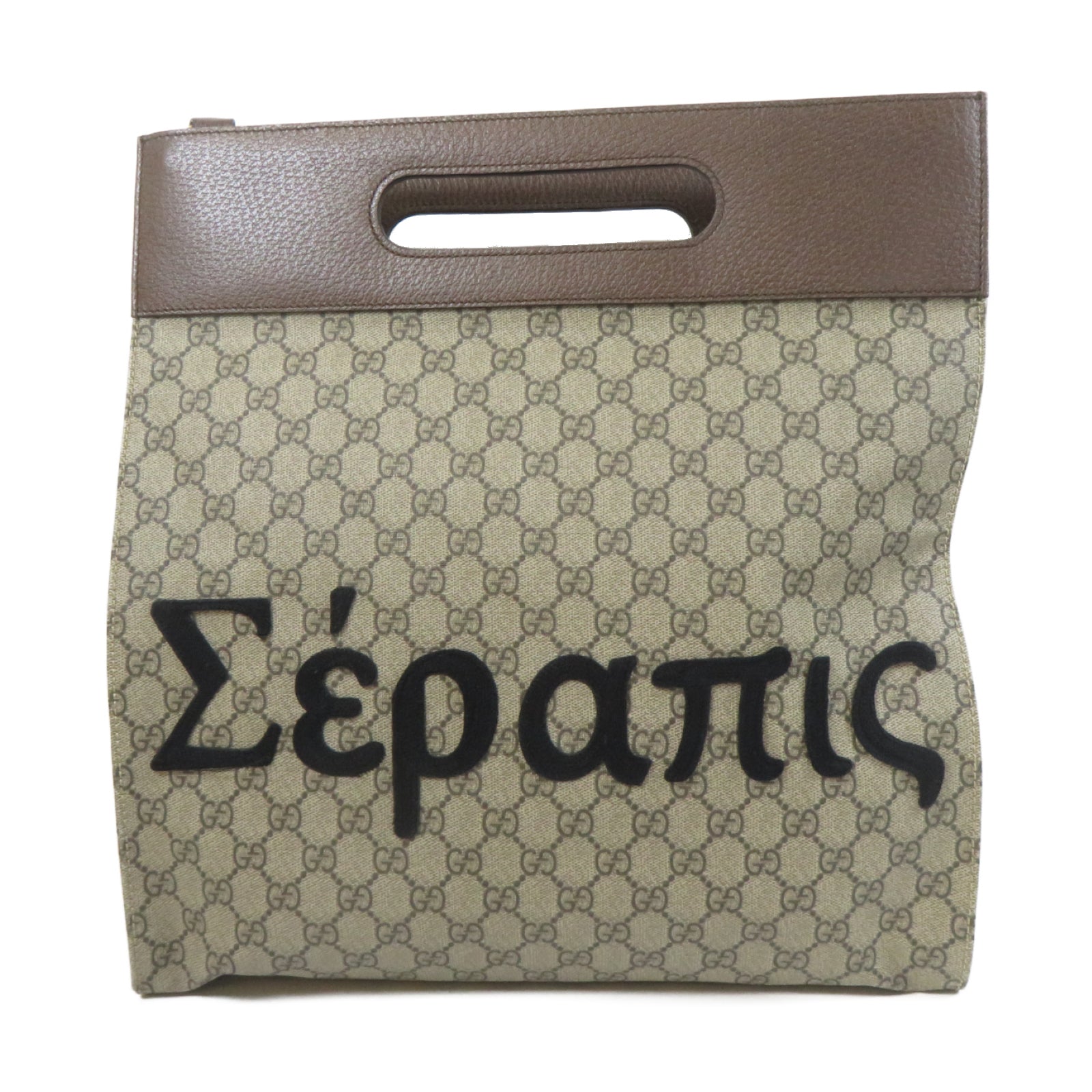 GUCCI 塗層帆布Disney x Gucci Donald Duck 2 Way Shoulder金扣手挽肩背兩用袋啡色