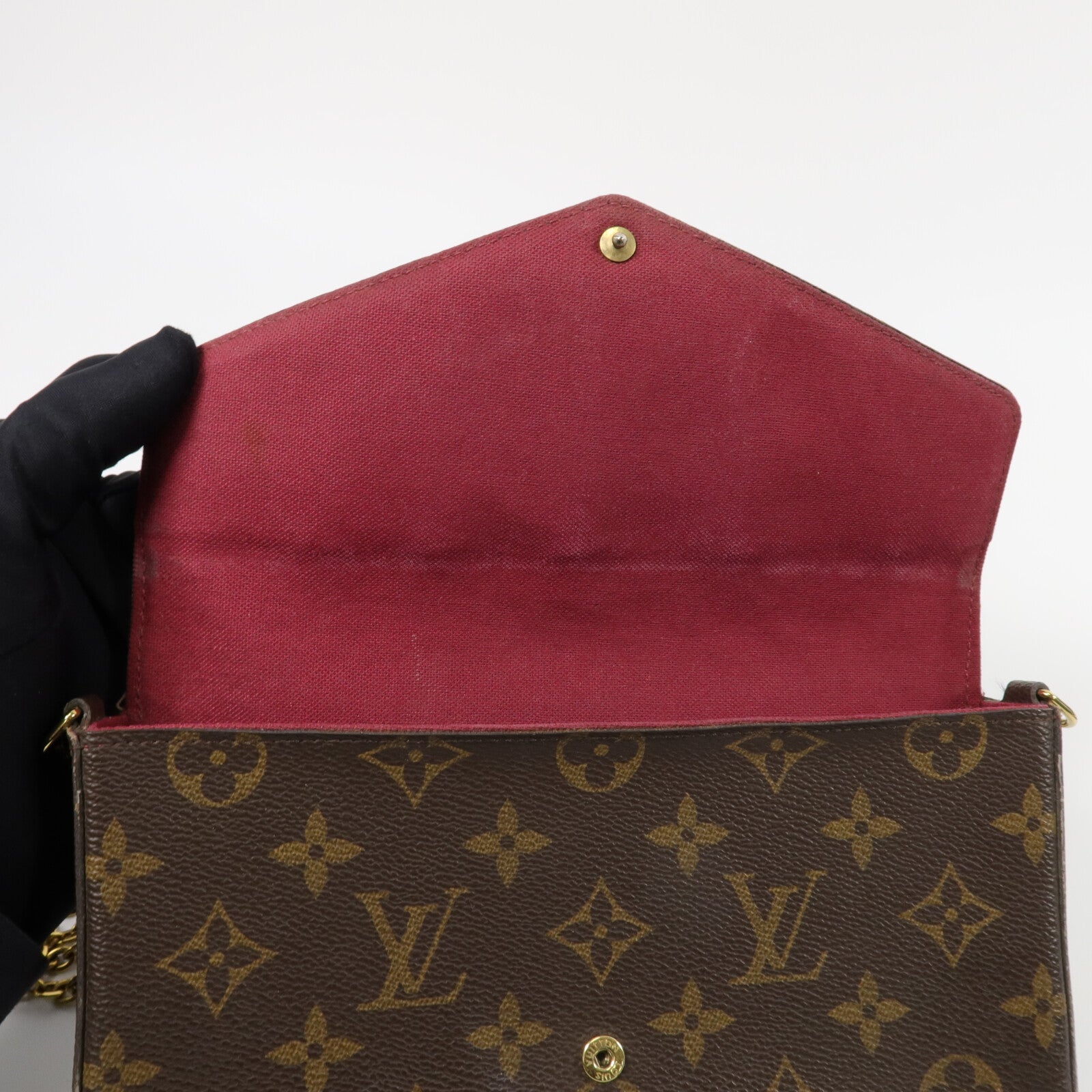 LOUIS VUITTON Monogram Pochette Felicie金扣鏈帶肩背袋