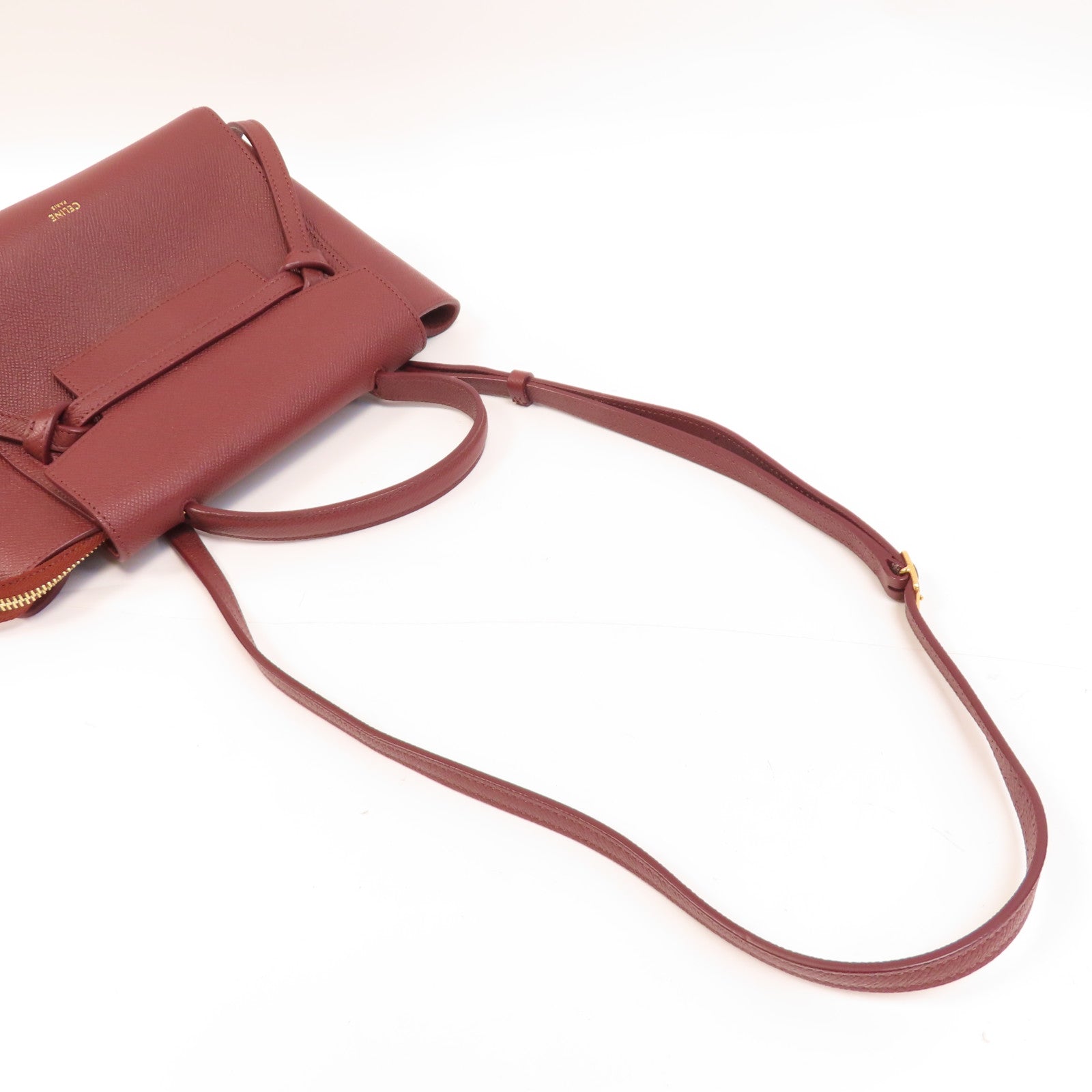 CELINE 牛皮皮革Nano Belt Bag金扣手挽肩背兩用袋紅色