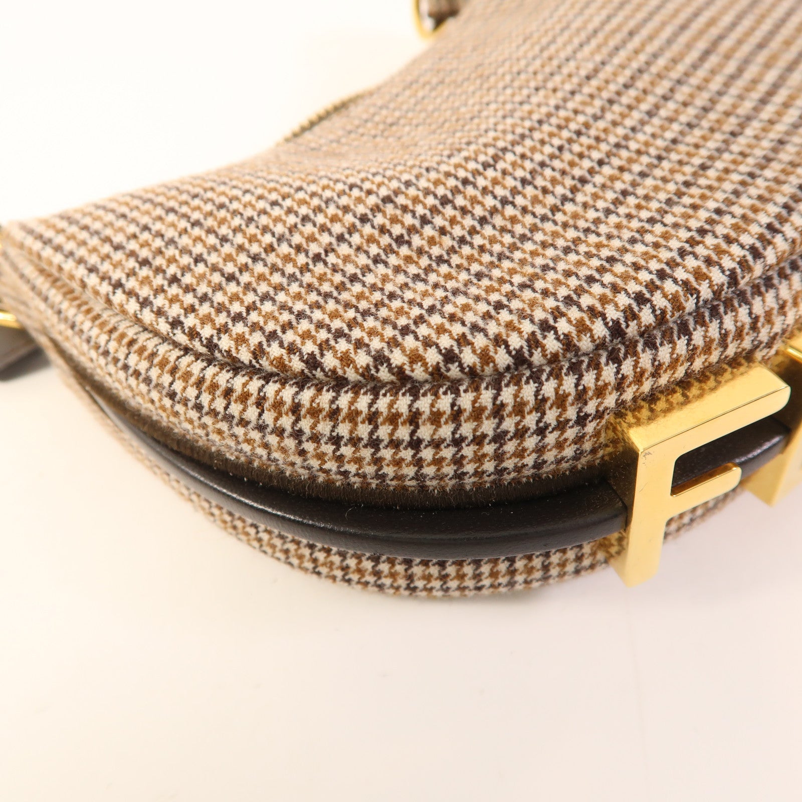 FENDI GHW Nano Fendigraphy Hand Bag Wool Brown