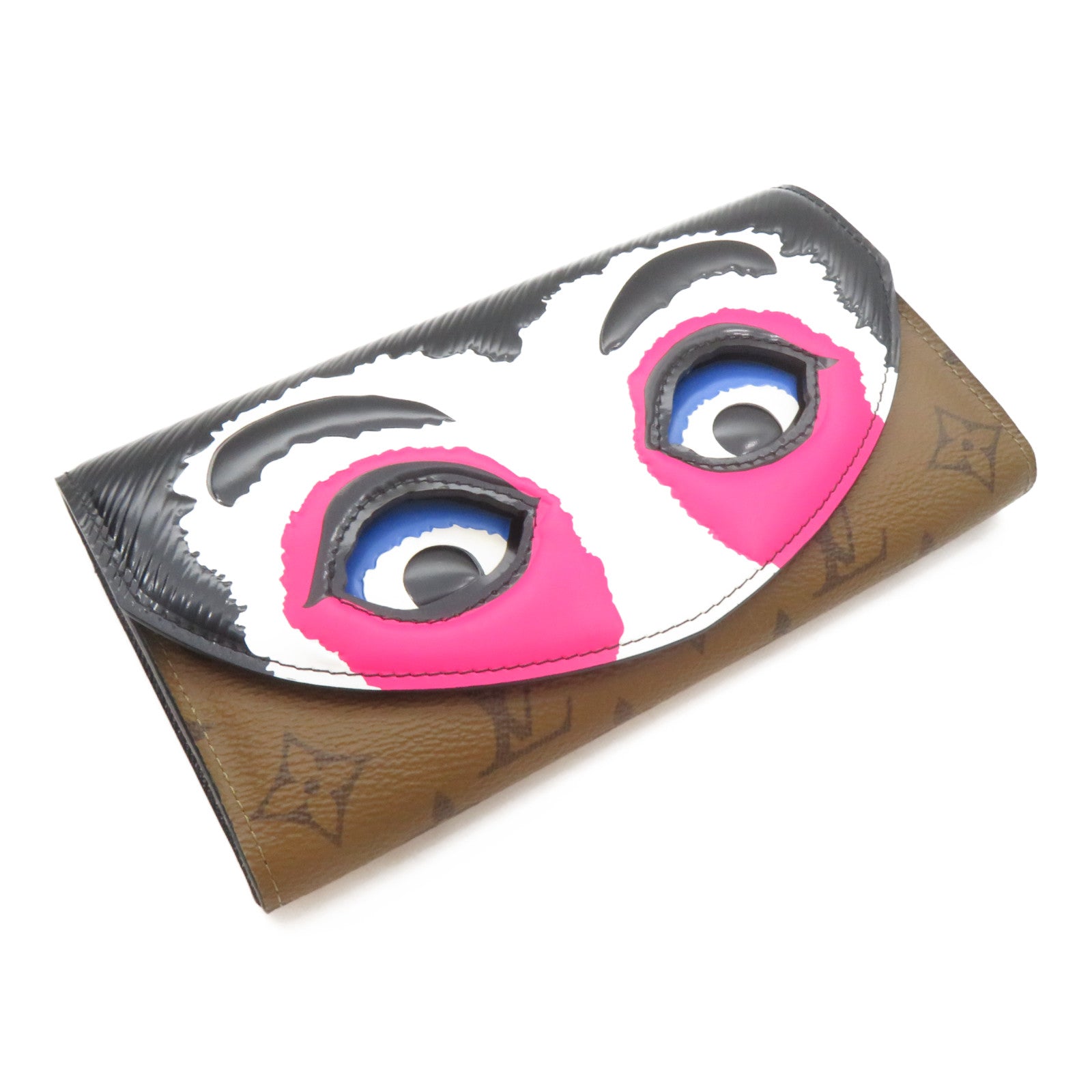 LOUIS VUITTON Monogram Kabuki Mask Sarah Wallet銀扣長錢包啡色彩色