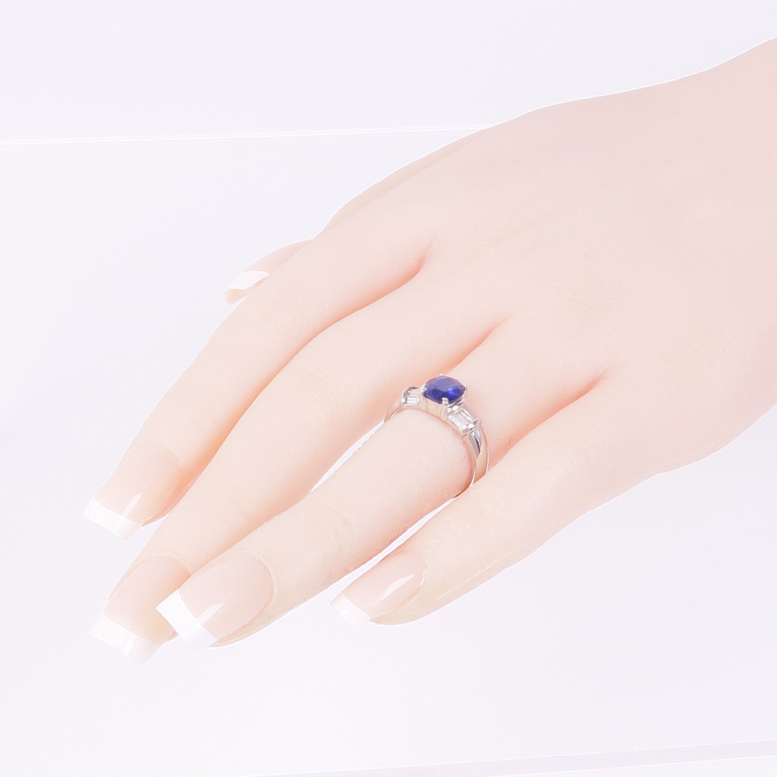 JEWELRY PT900鉑金Sapphire Diamond Ring藍寶石/鑽石戒指US#6