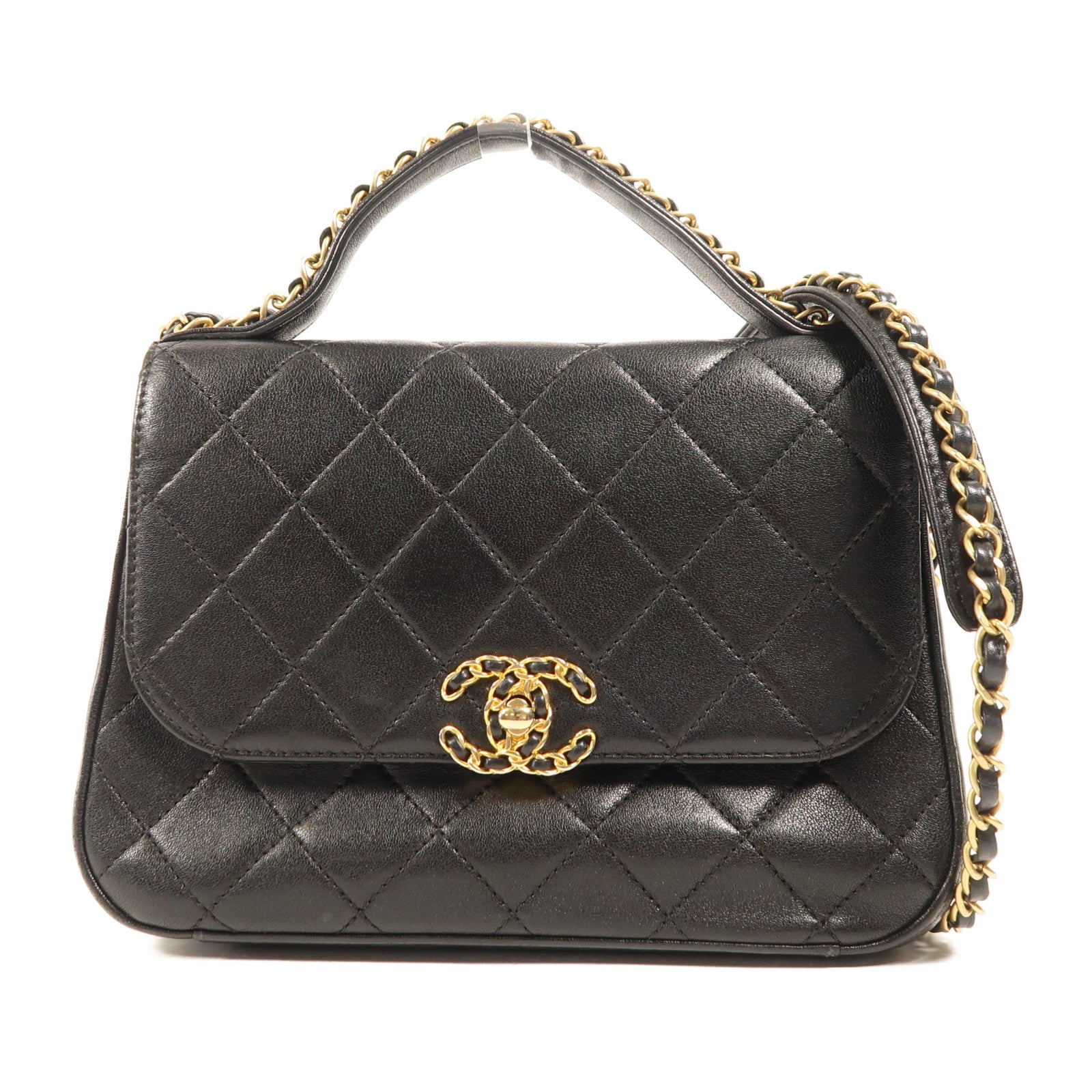 CHANEL【激減優惠】 牛皮皮革Chain Shoulder金扣手挽肩背兩用袋