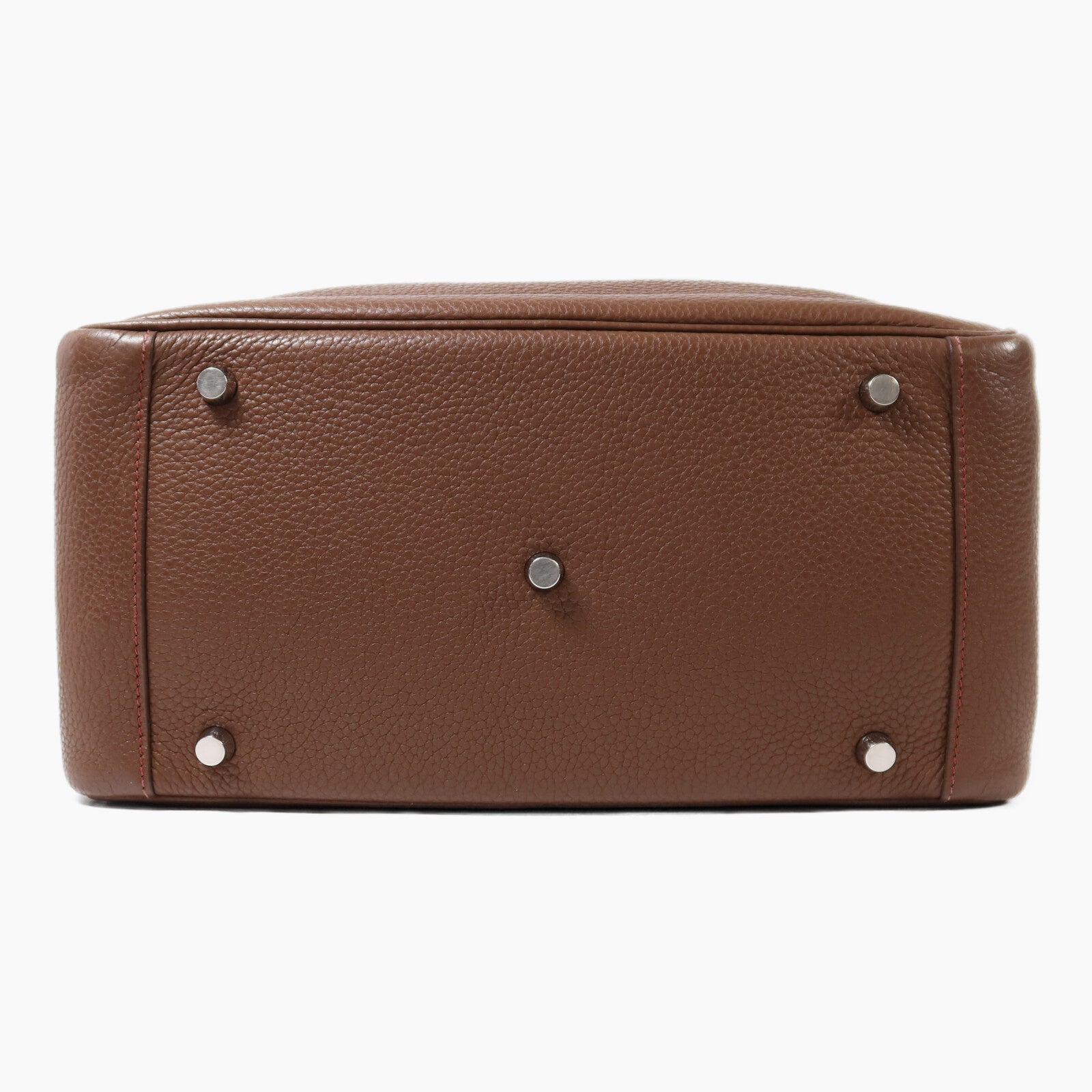 HERMES Clemence皮革Lindy 30銀扣肩背袋Havane/Rouge Grenade