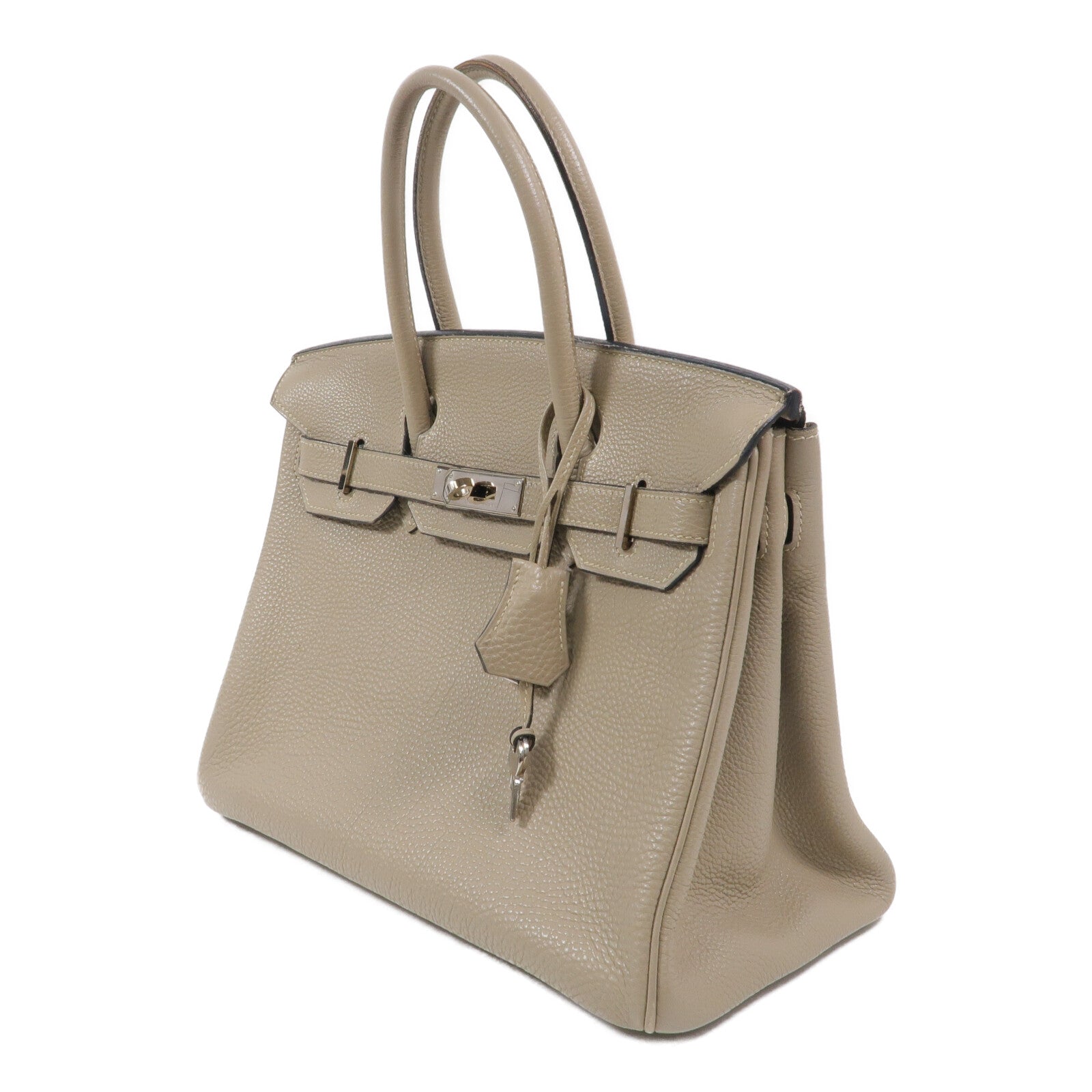 HERMES Clemence皮革Birkin 30手挽袋Gris Tourterelle