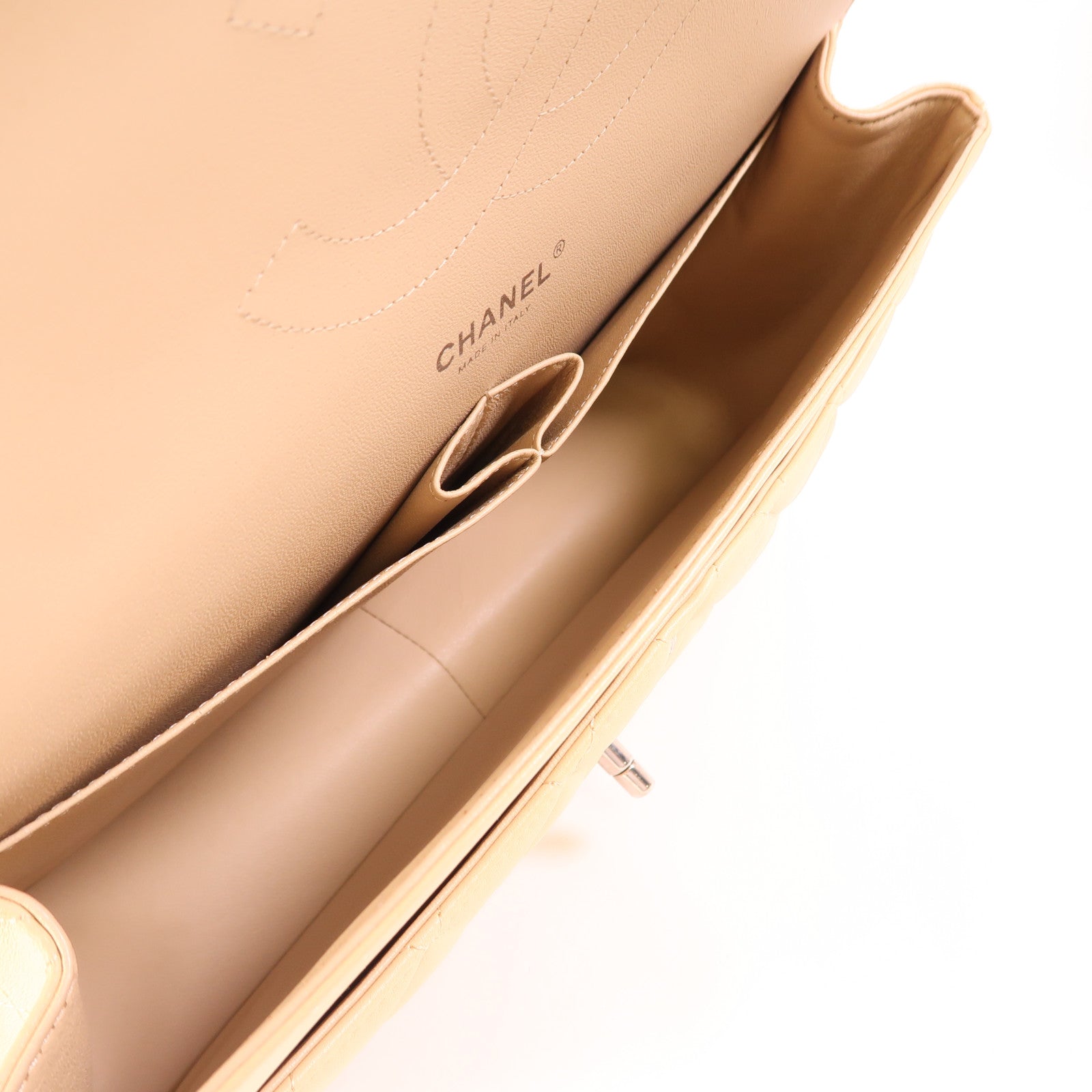 CHANEL 羊皮皮革Large Classic銀扣鏈帶肩背袋