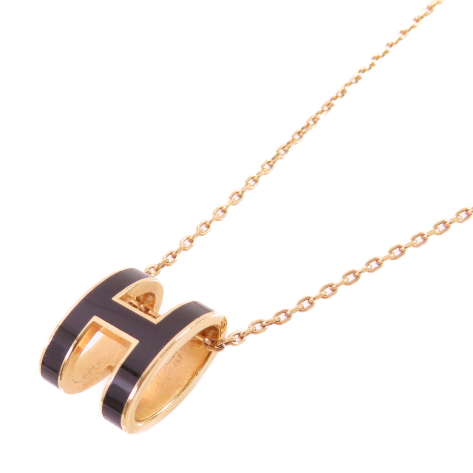 HERMES 金屬/琺瑯Pop H Necklace項鏈黑色