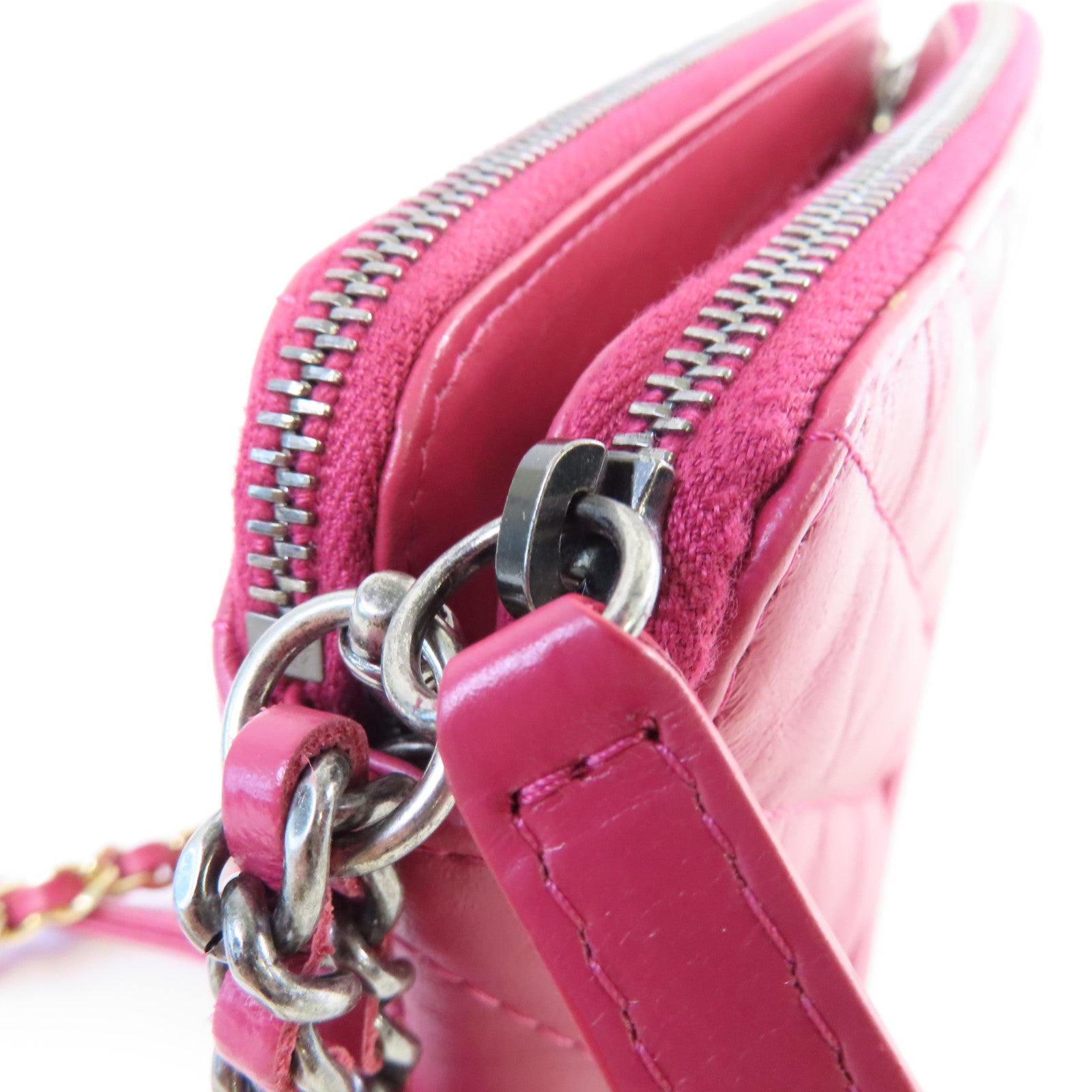 CHANEL 【激減優惠】菱格羊皮皮革Chain Shoulder Bag金扣鏈帶肩背袋酒紅色