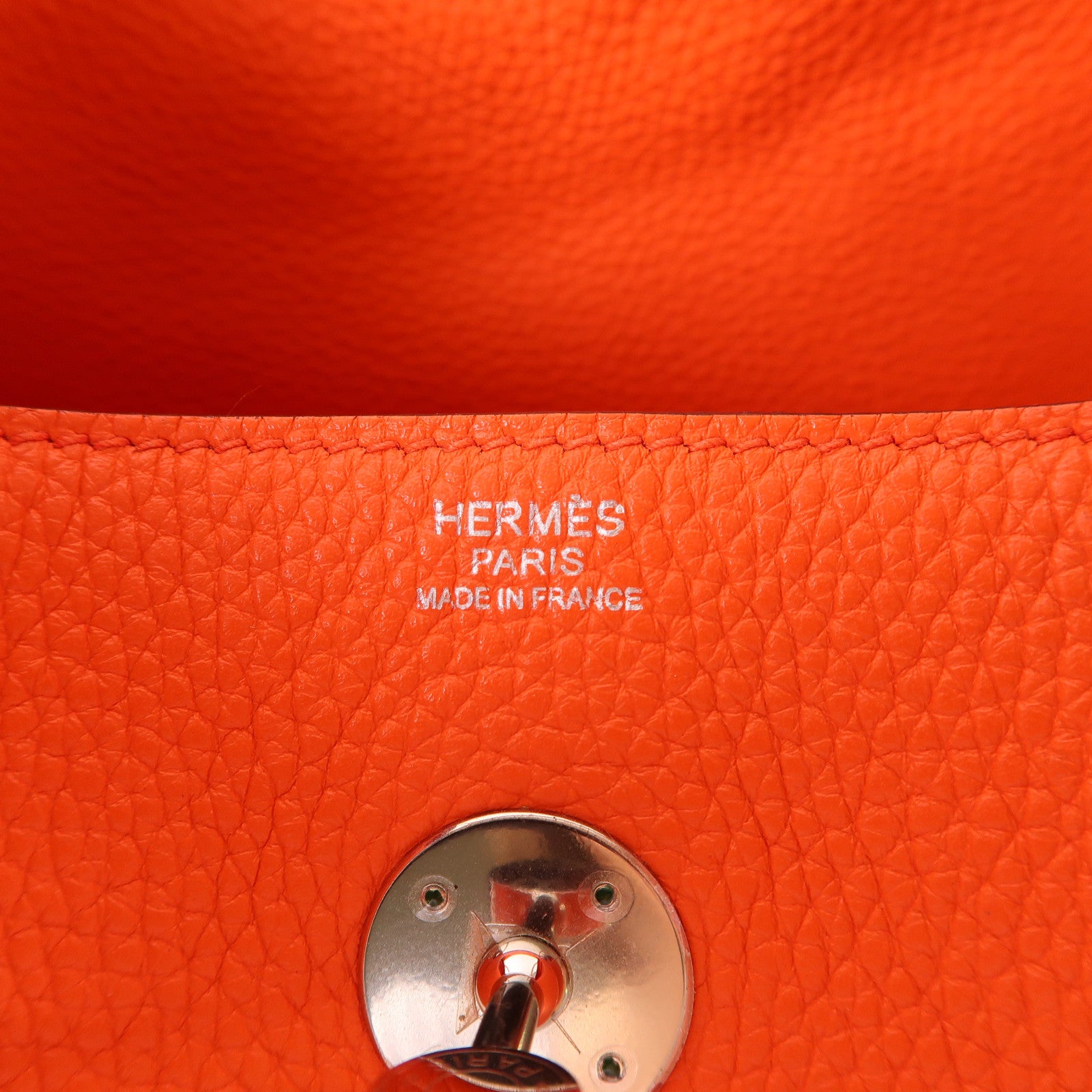 HERMES 皮革Lindy 30銀扣手挽肩背兩用袋9T Capucine