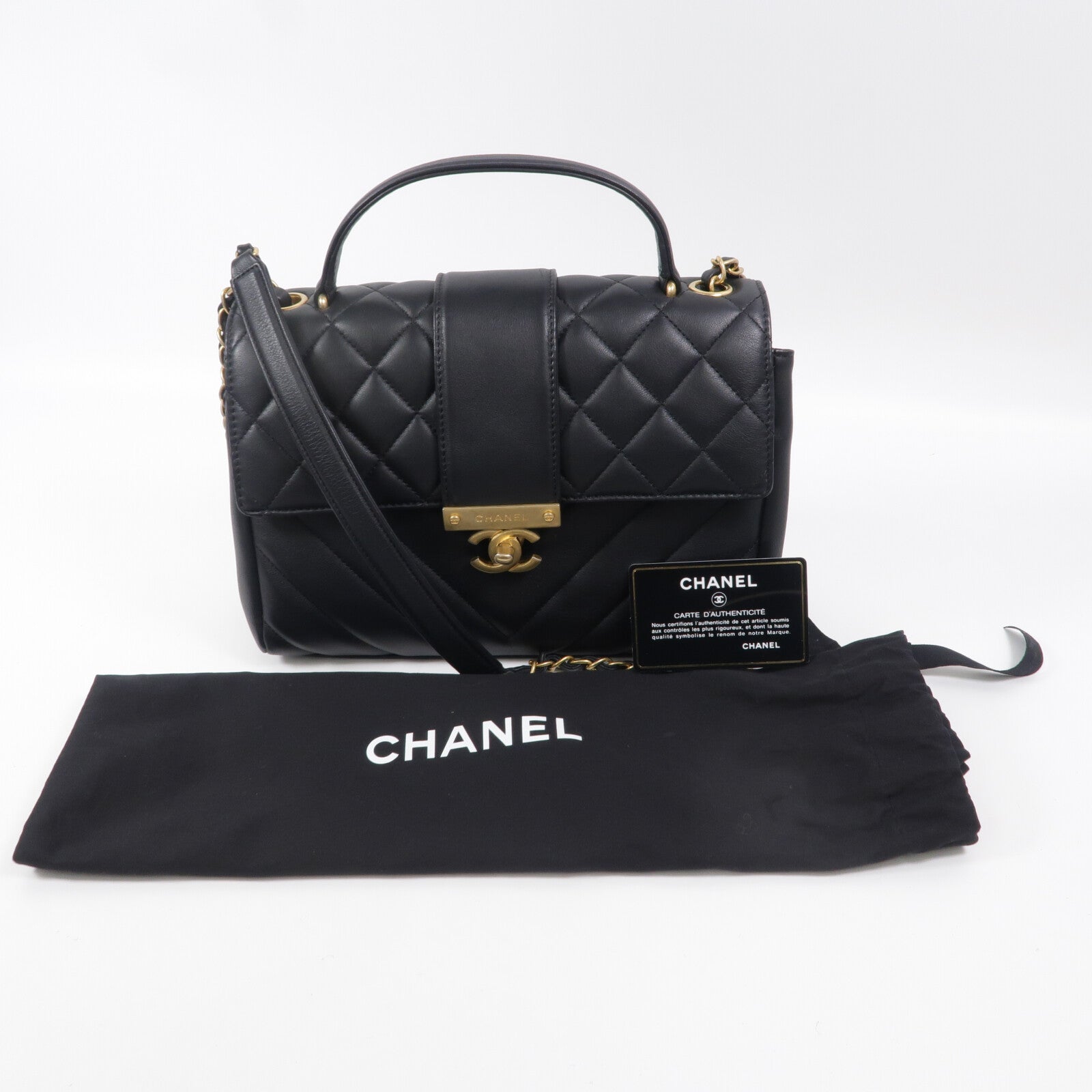 CHANEL 羊皮皮革In The City Top Handle Flap Bag手挽肩背兩用袋