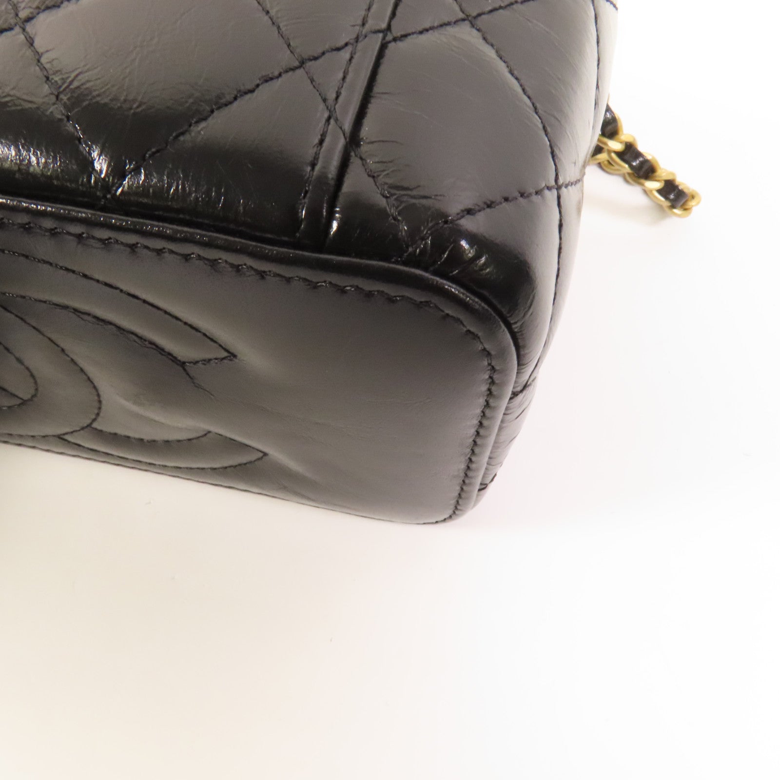 CHANEL 牛皮皮革Vanity Case金扣鏈帶肩背袋
