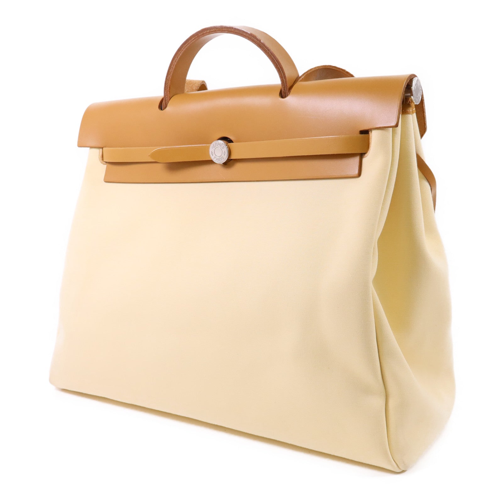 HERMES 帆布Herbag MM銀扣手挽肩背兩用袋