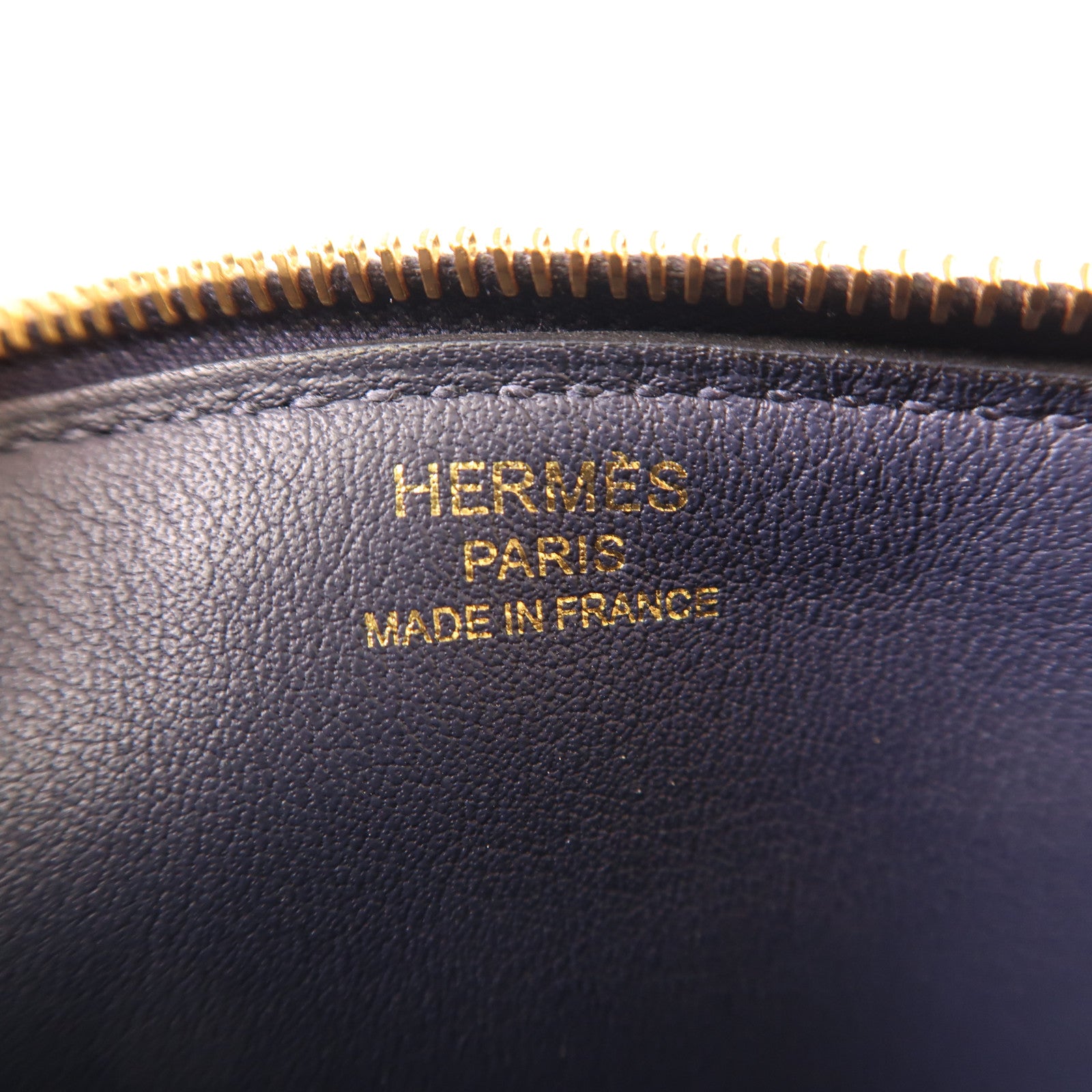 HERMES Evercolor皮革Zipengo GM金扣手拿包Bleu Nuit