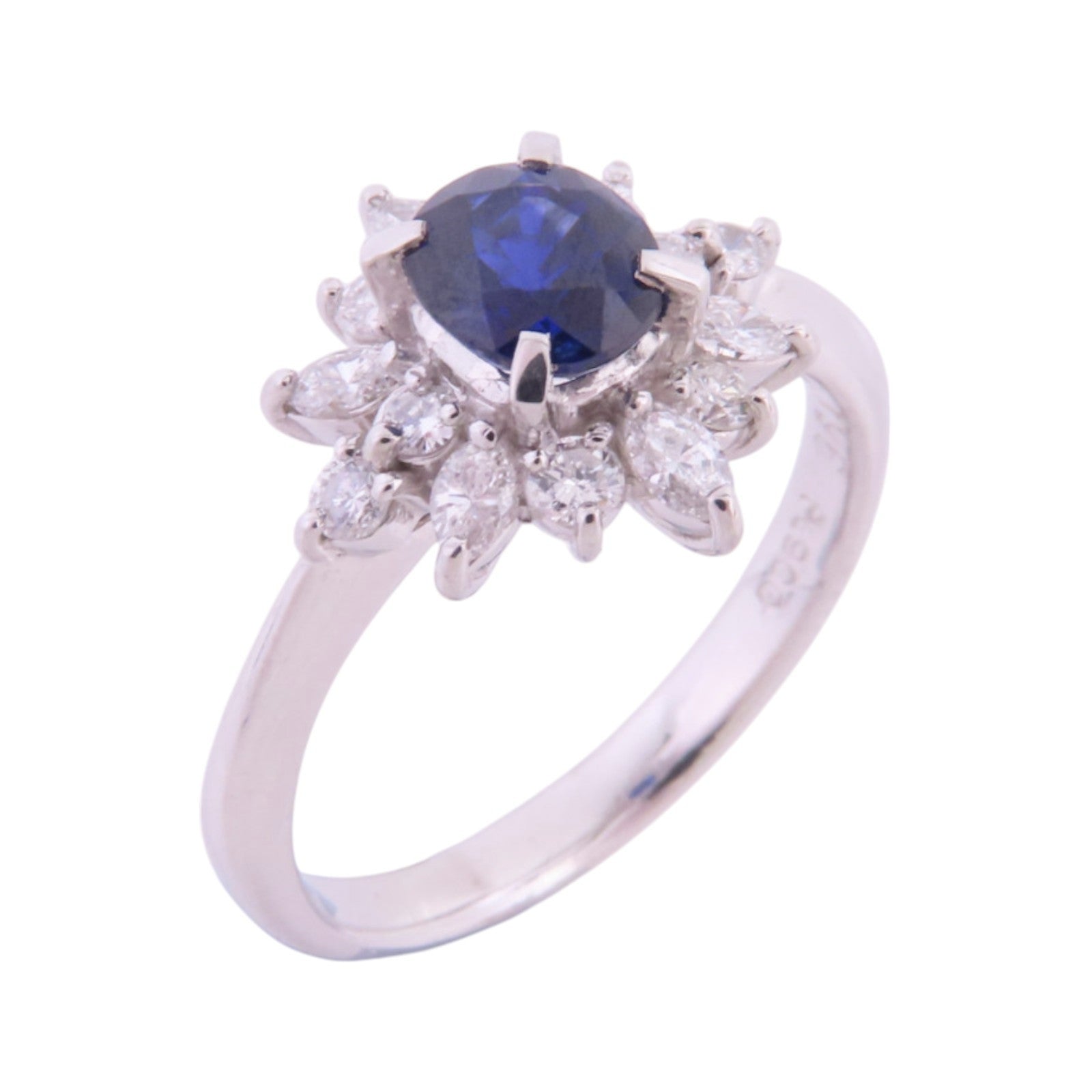 JEWELRY 【激減優惠】PT900鉑金/藍寶石/鑽石Sapphire Diamond Ring戒指US#5.25