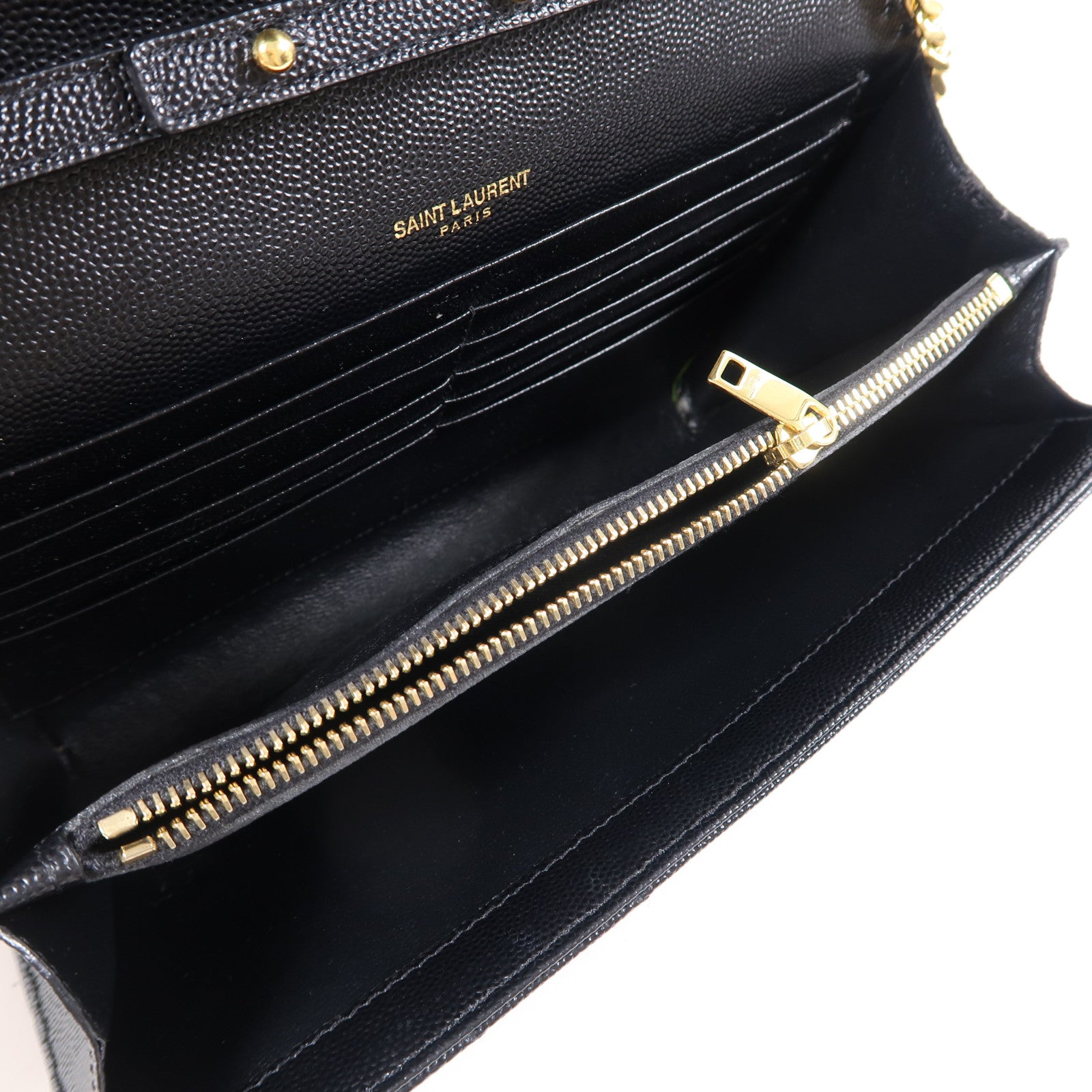 SAINT LAURENT 牛皮皮革Chain Shoulder金扣鏈帶肩背袋黑色