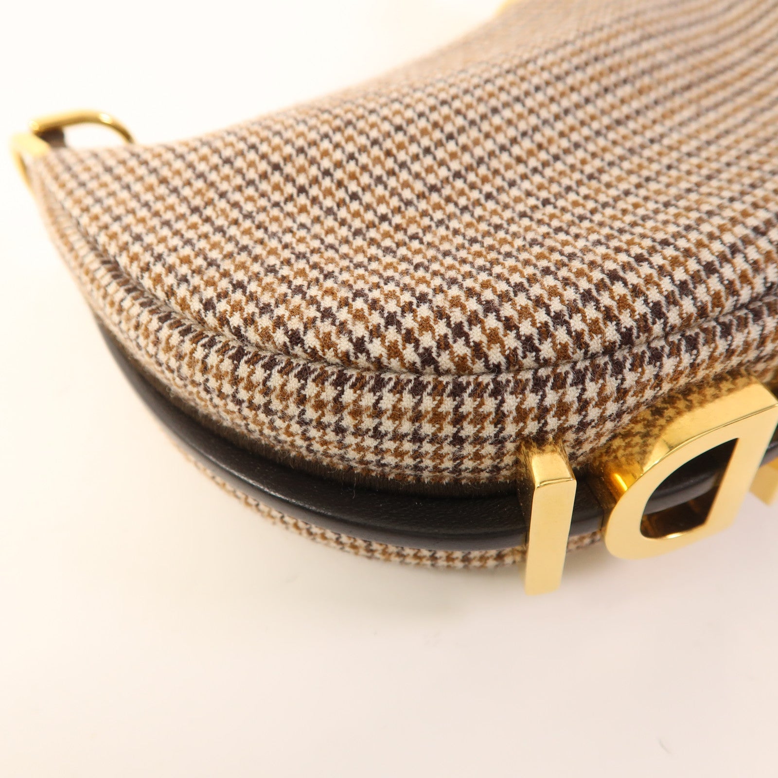 FENDI GHW Nano Fendigraphy Hand Bag Wool Brown