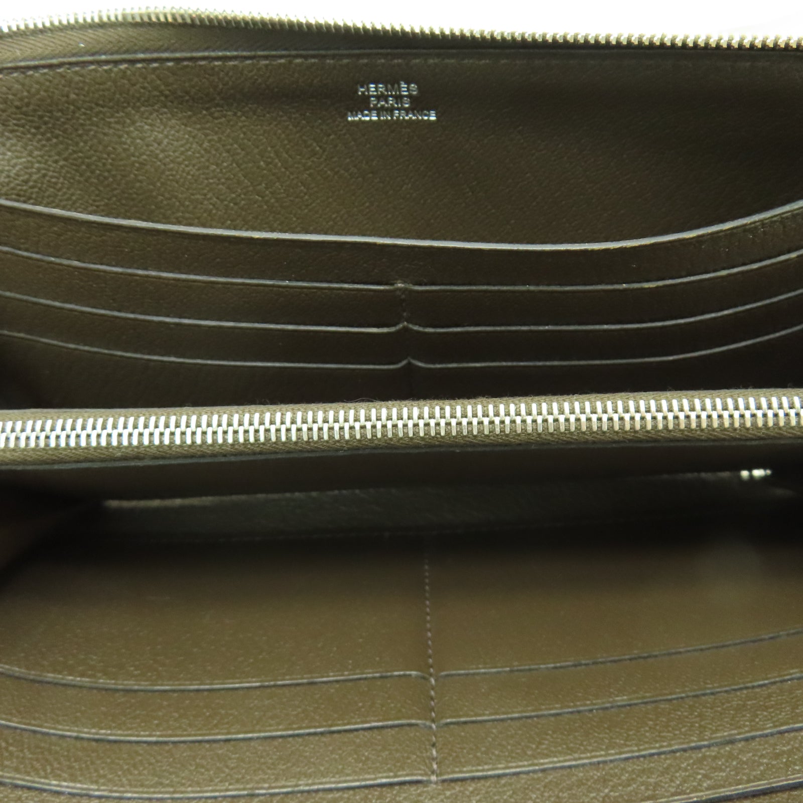 HERMES 【清倉大減價】Taurillon Clemence皮革Azap Classic Wallet銀扣長錢包灰色