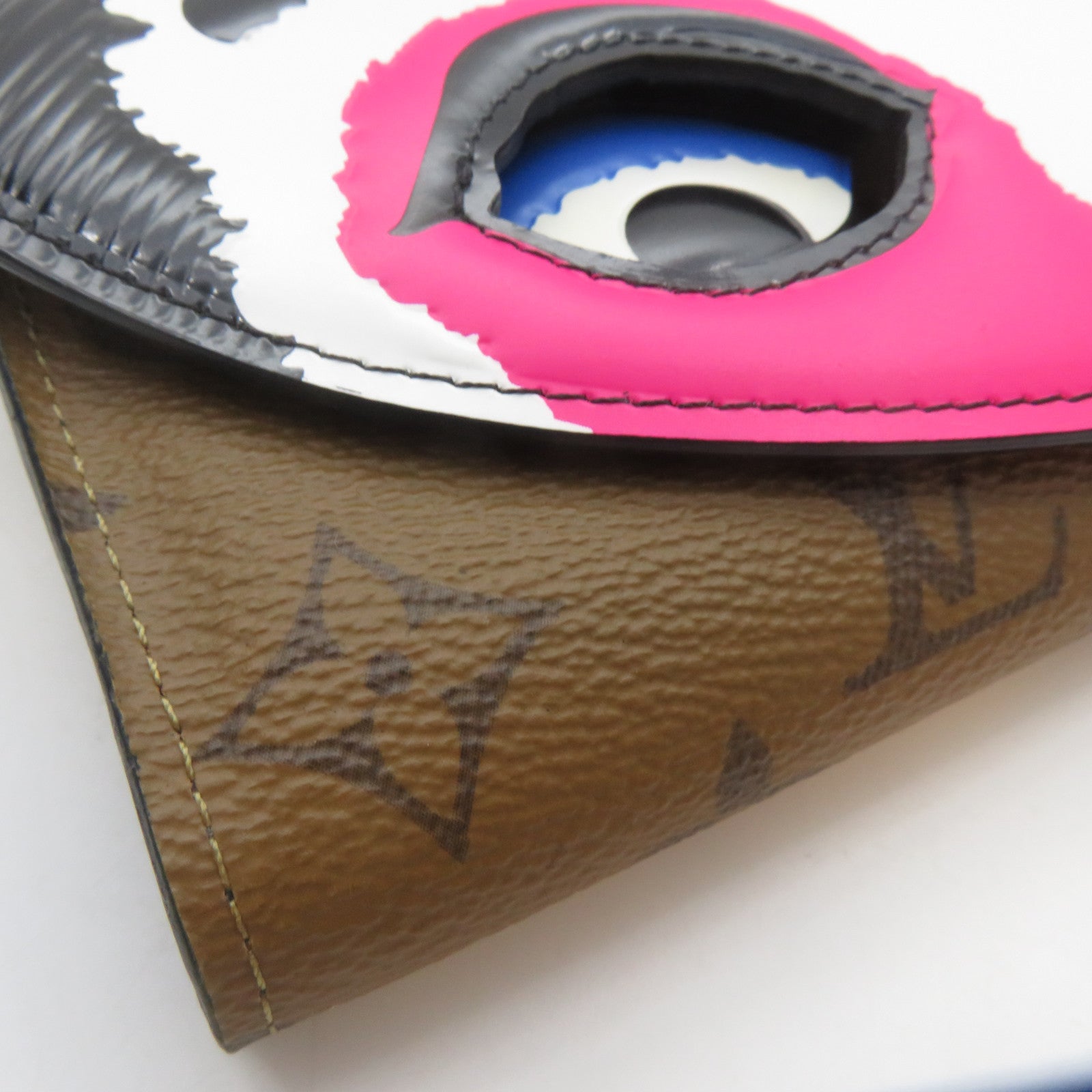 LOUIS VUITTON Monogram Kabuki Mask Sarah Wallet銀扣長錢包啡色彩色