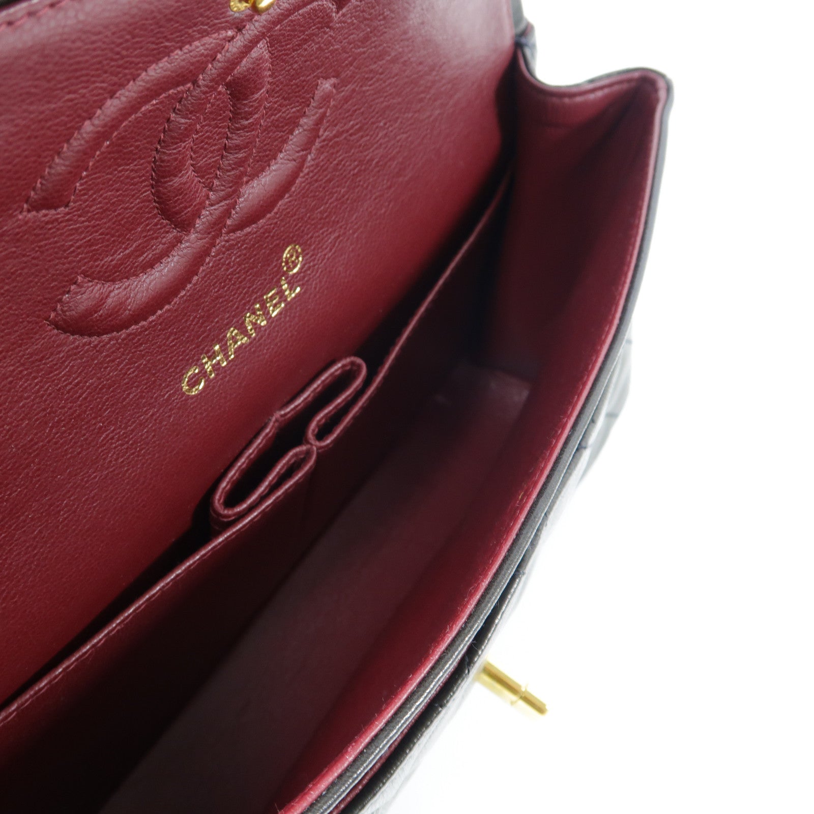 CHANEL 【激減優惠】菱格羊皮皮革Classic 25金扣鏈帶肩背袋黑色
