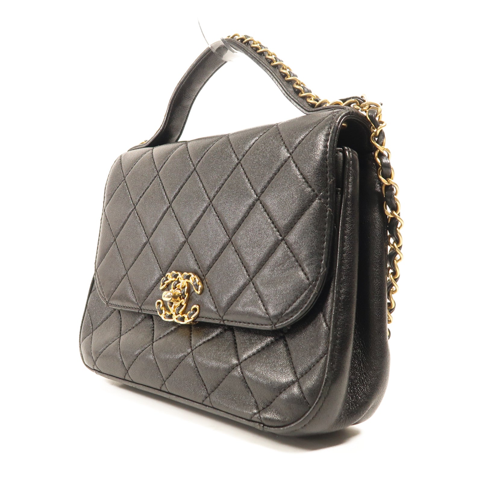CHANEL【激減優惠】 牛皮皮革Chain Shoulder金扣手挽肩背兩用袋
