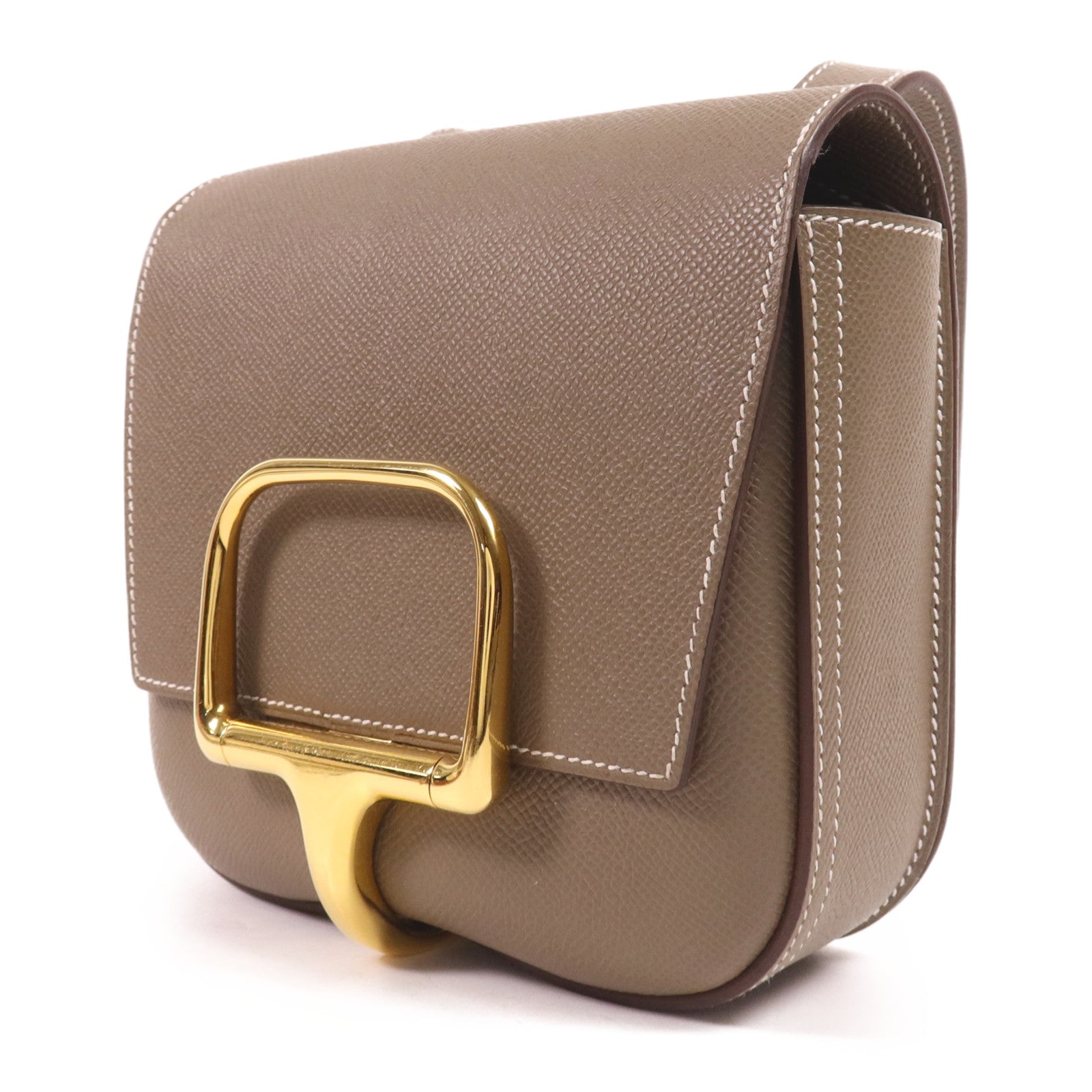 HERMES Epsom皮革Della Cavalleria Mini金扣肩背袋Etoupe