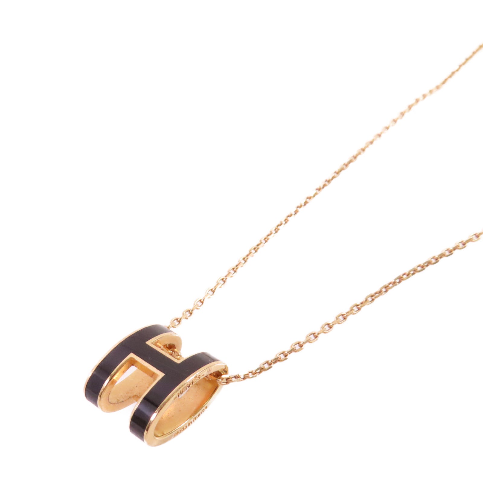 HERMES 金屬/琺瑯Pop H Necklace項鏈黑色