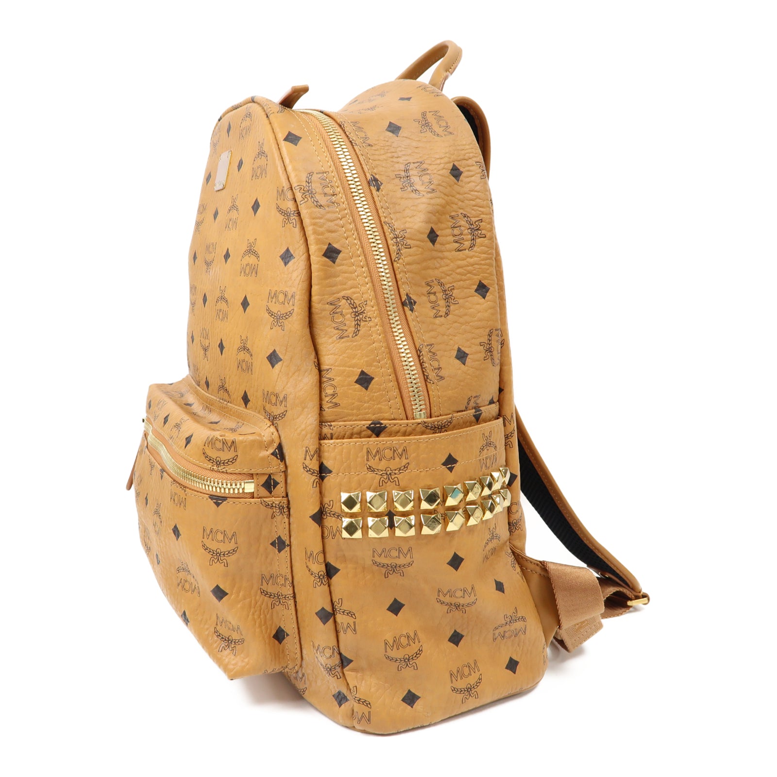 MCM 【激減優惠】塗層帆布Backpack金扣背包橙色